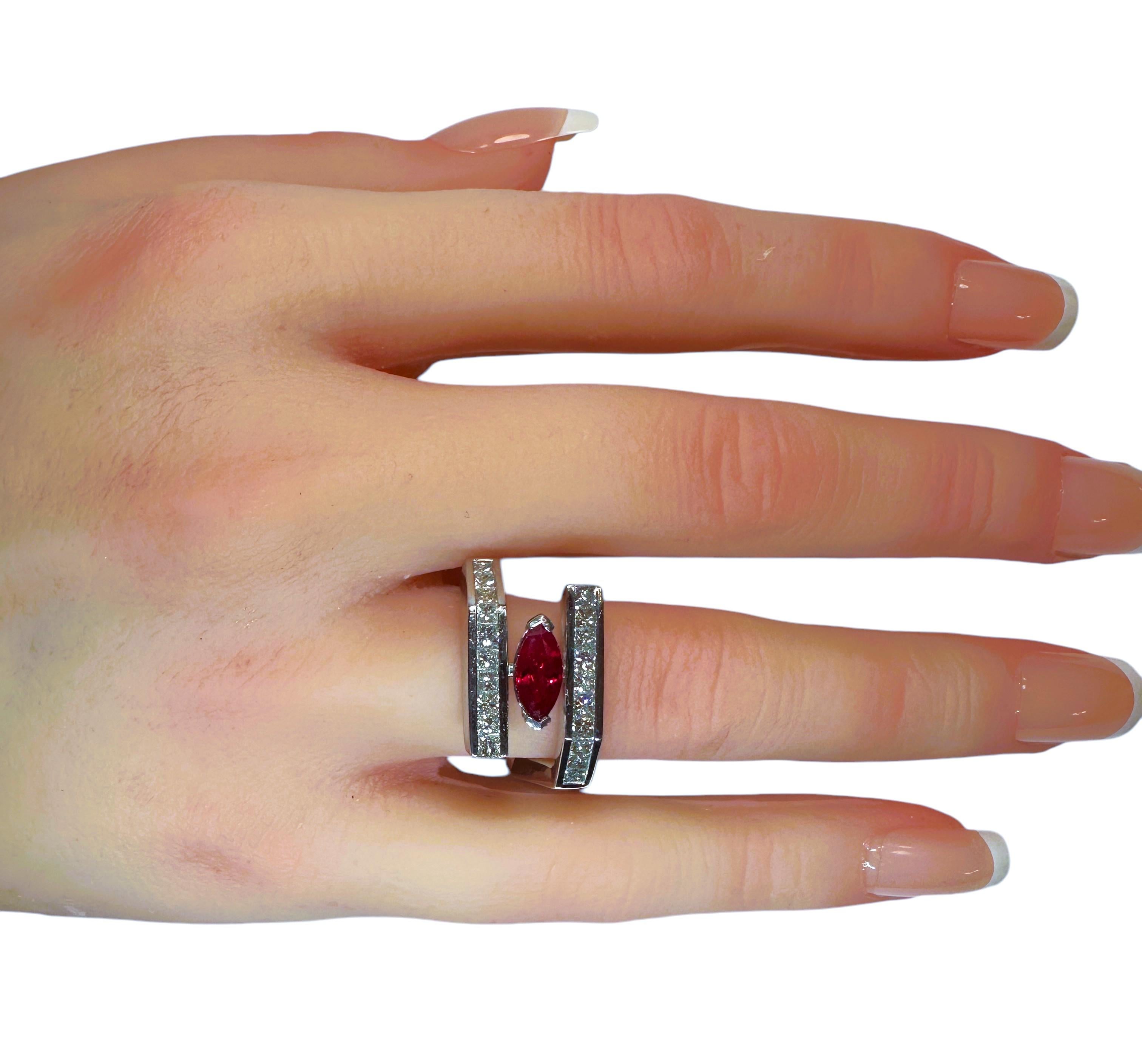 New Oscar Friedman wTags Burma Ruby & .99 Carat Diamond Platinum Ring w Appraisa For Sale 8