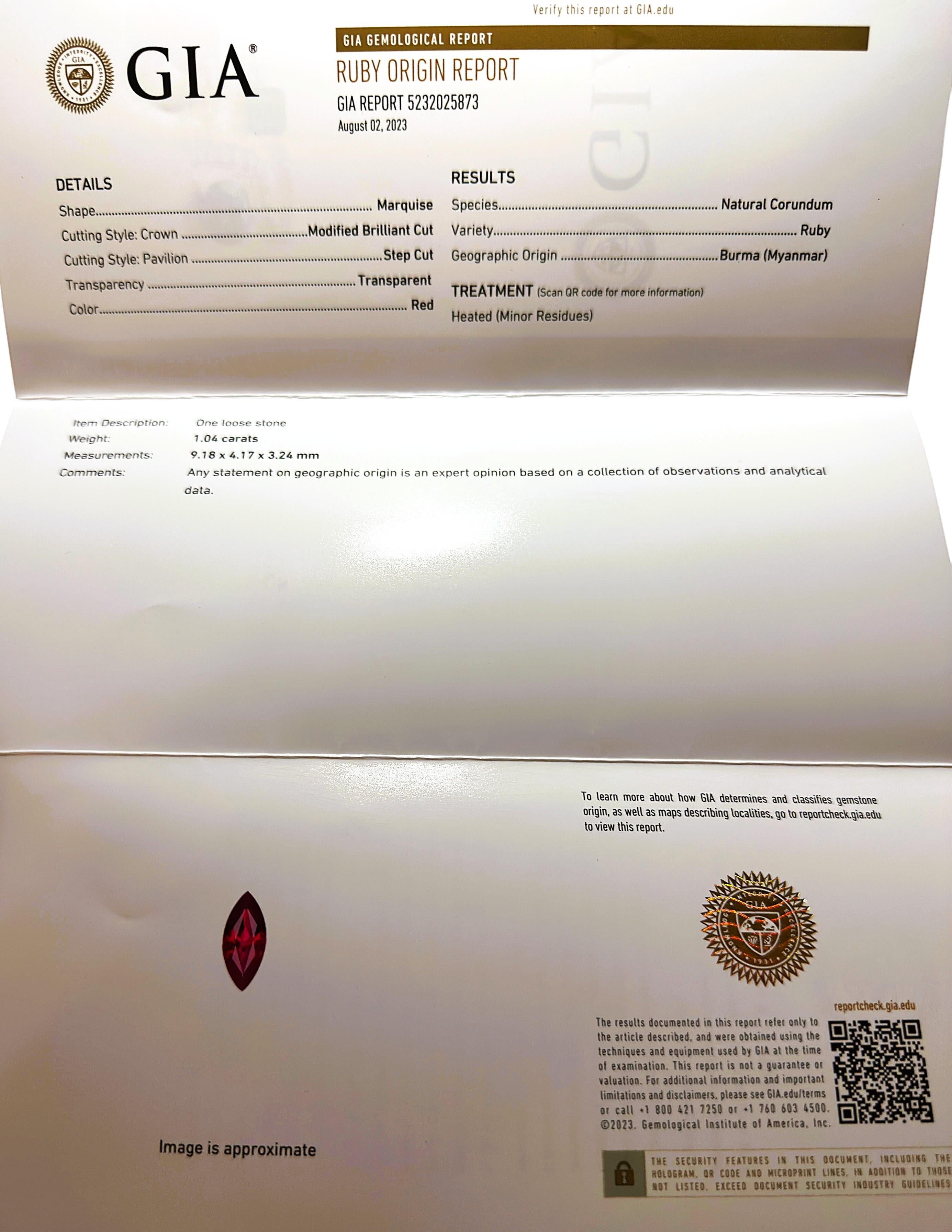 New Oscar Friedman wTags Burma Ruby & .99 Carat Diamond Platinum Ring w Appraisa For Sale 11
