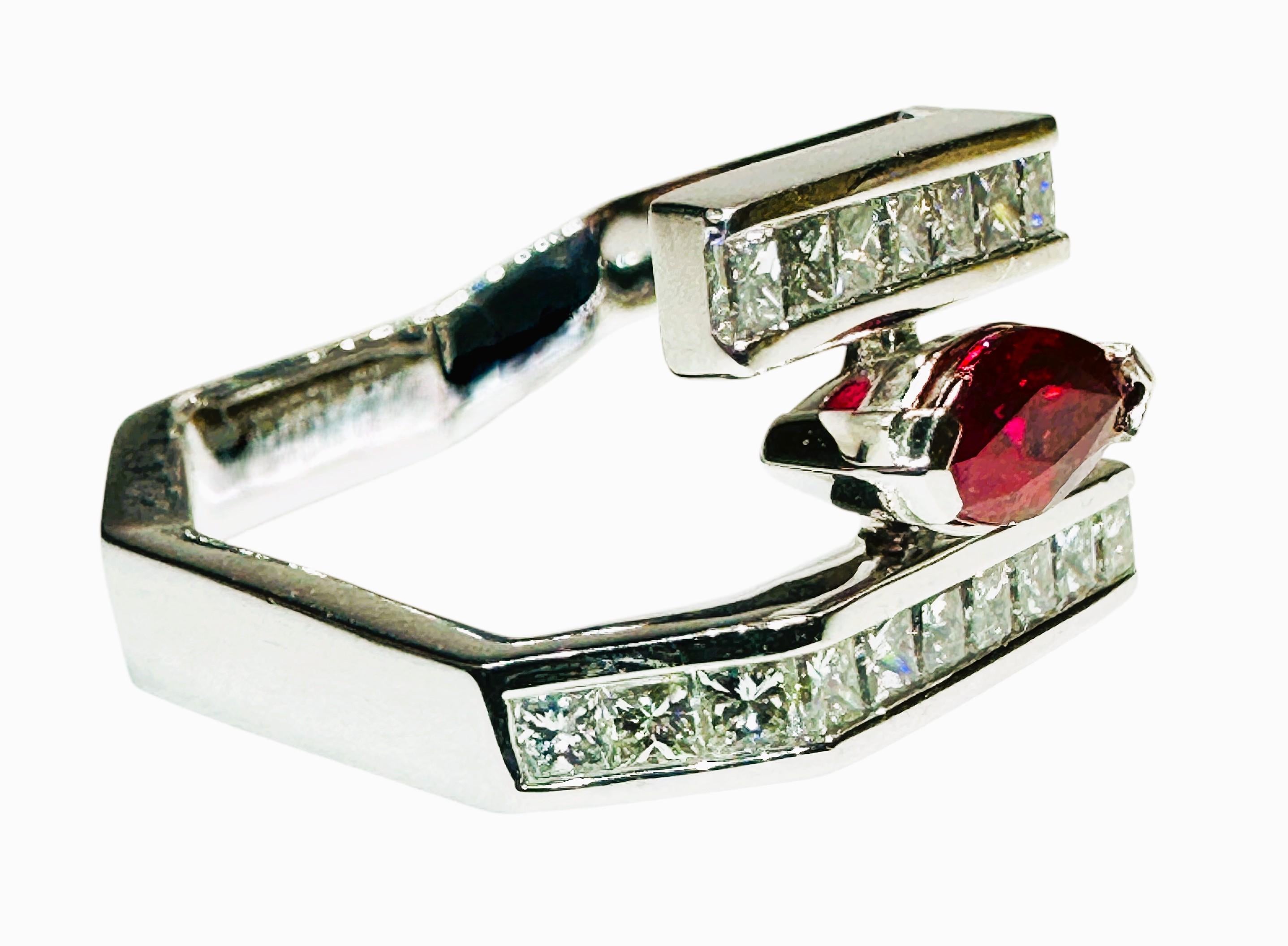 New Oscar Friedman wTags Burma Ruby & .99 Carat Diamond Platinum Ring w Appraisa For Sale 1