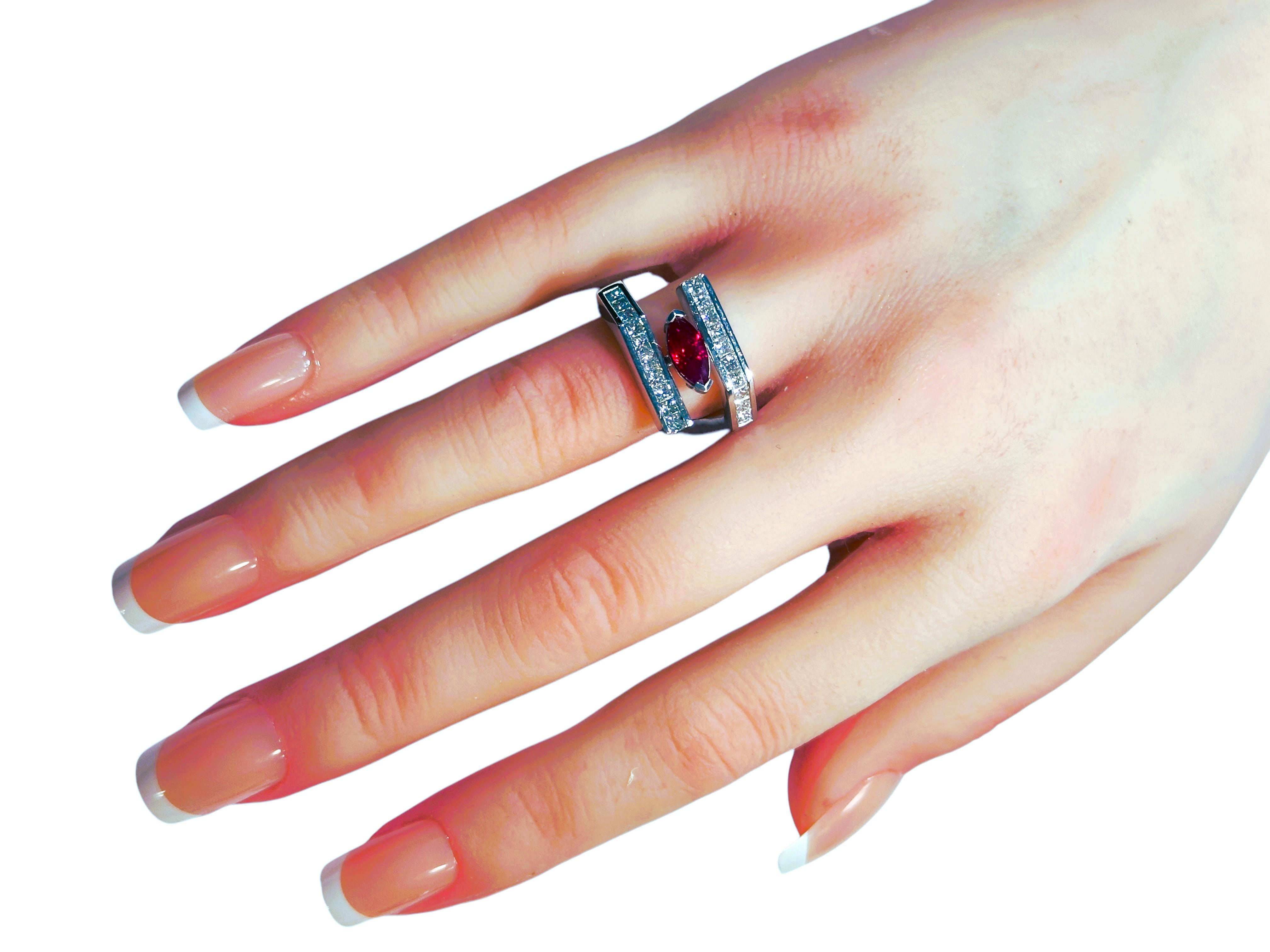 New Oscar Friedman wTags Burma Ruby & .99 Carat Diamond Platinum Ring w Appraisa For Sale 3