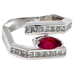 New Oscar Friedman wTags Burma Ruby & .99 Carat Diamond Platinum Ring w Appraisa