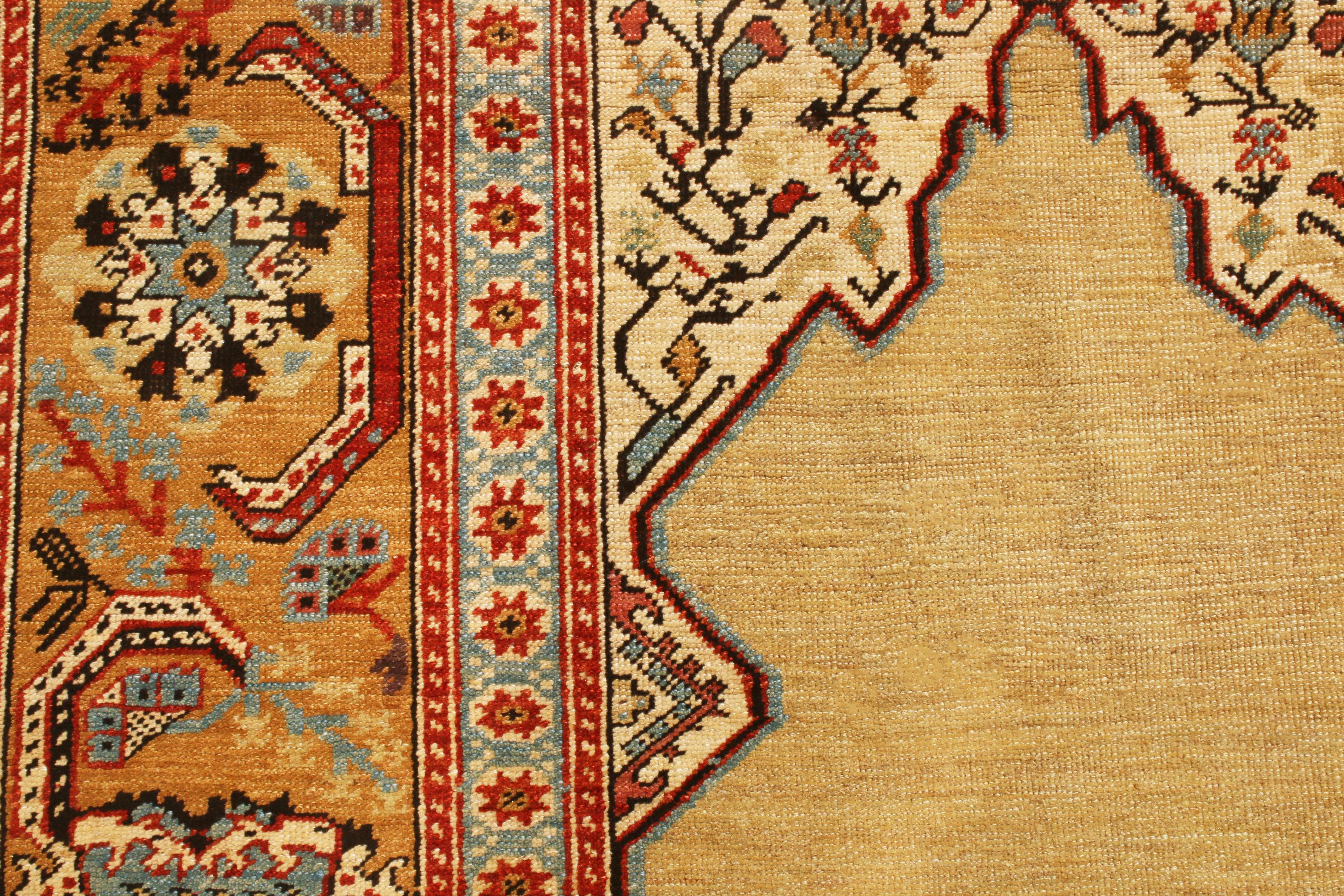 Turkish Rug & Kilim's New Ottoman Transitional Copper and Red Wool Rug For Sale