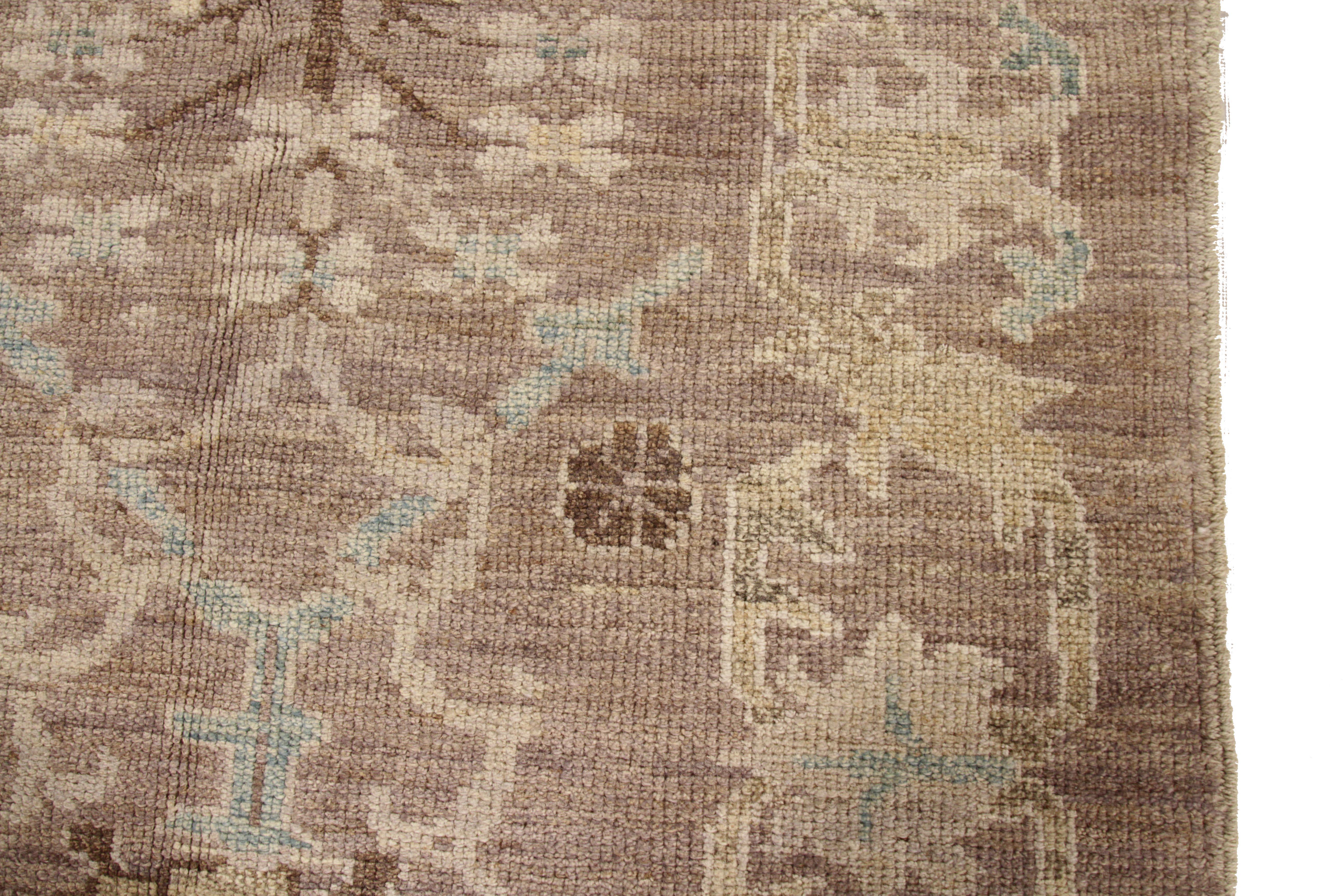 New Oushak Design Persian Rug with Blue and Beige Floral Details In New Condition For Sale In Dallas, TX