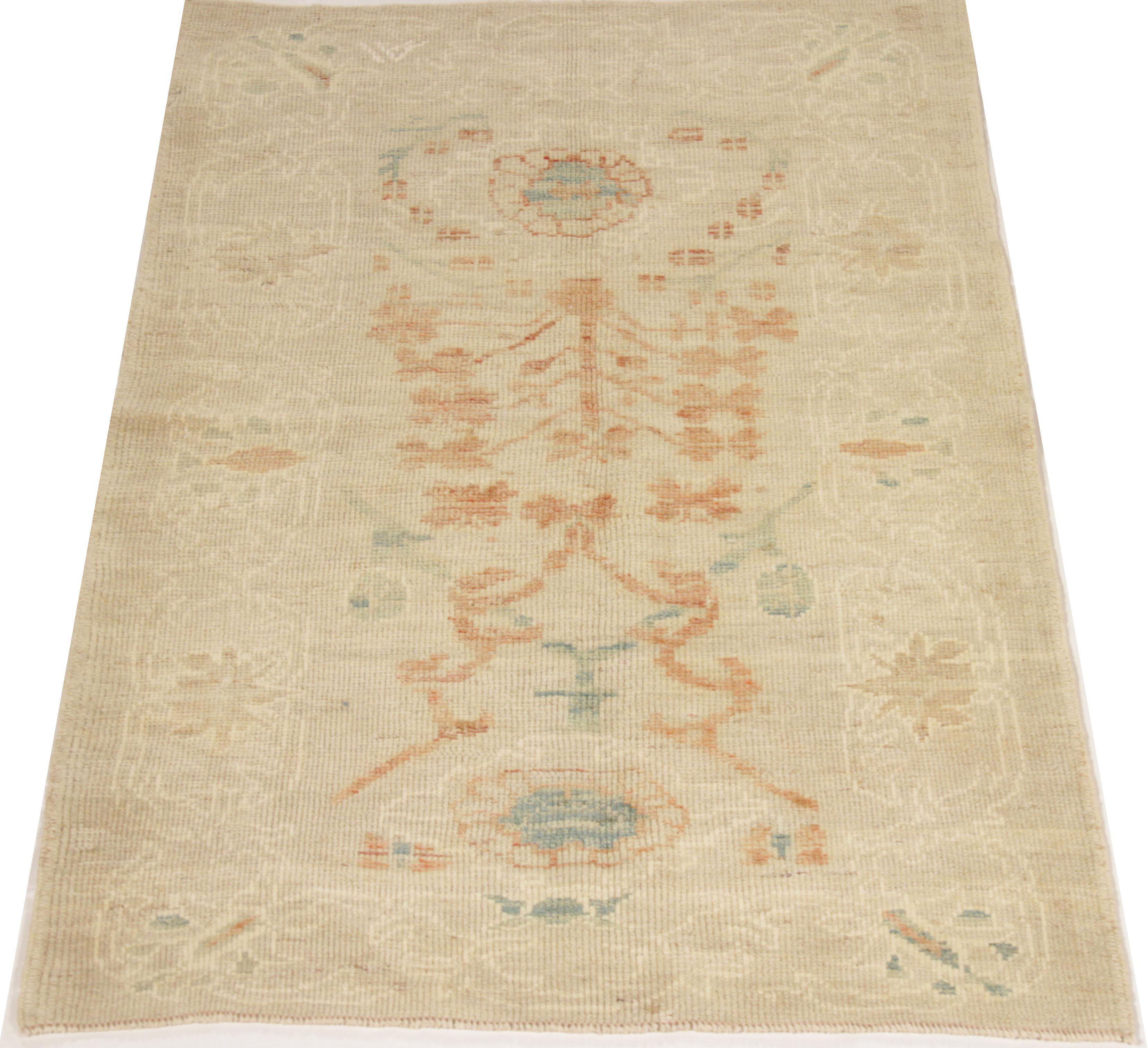 New Oushak Persian Rug with Rust and Ivory Floral Details For Sale 2