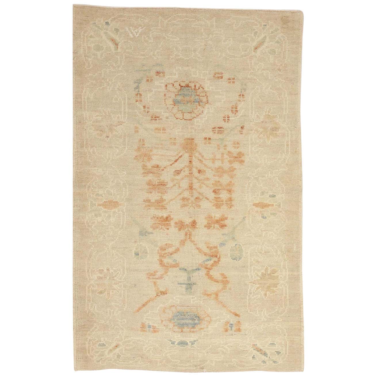 New Oushak Persian Rug with Rust and Ivory Floral Details For Sale at ...