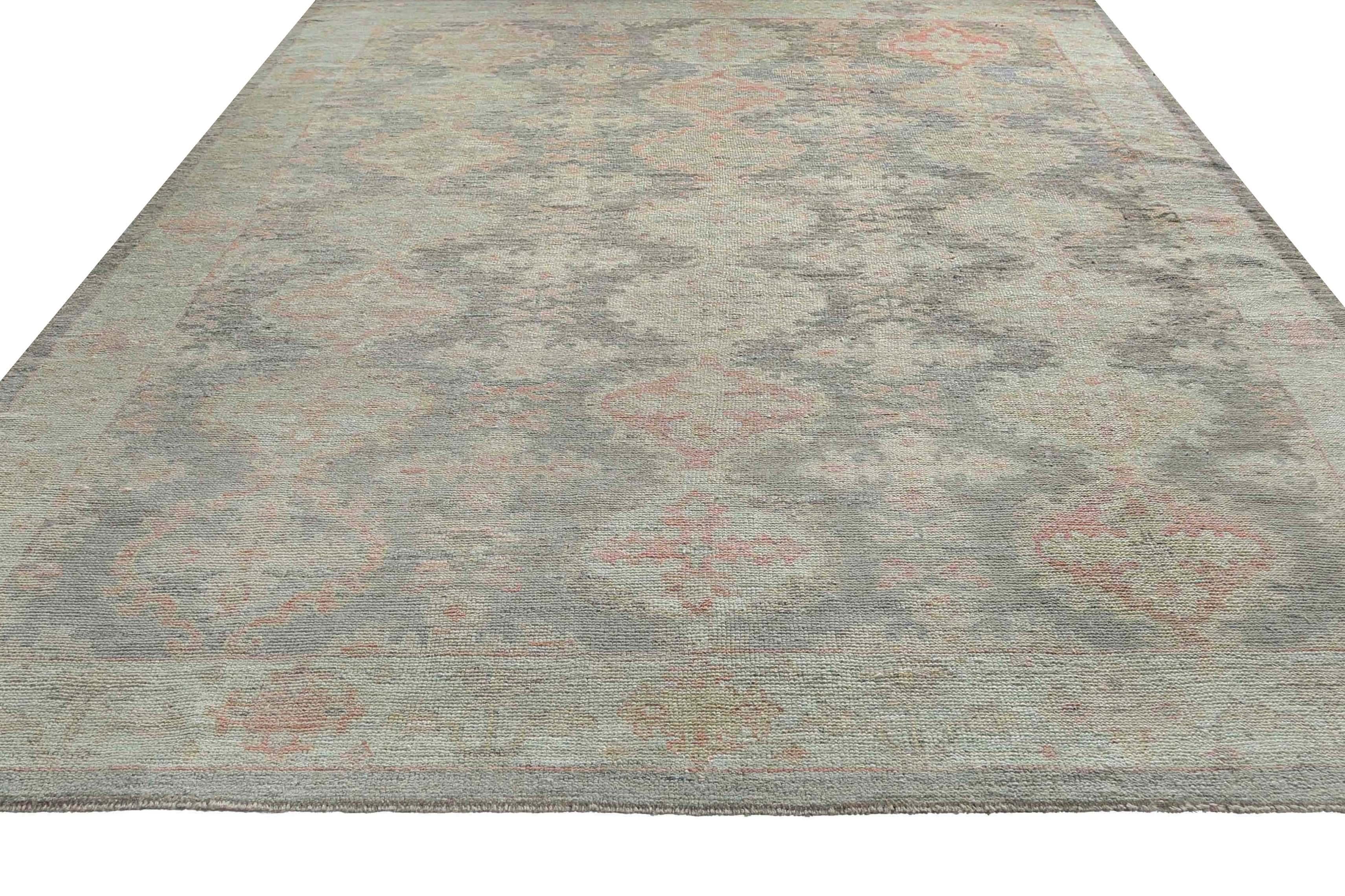 Alfombras de Afganistán Oushak Circa 1990 - Lana Gris Azul Claro Design - 95470 en venta 4