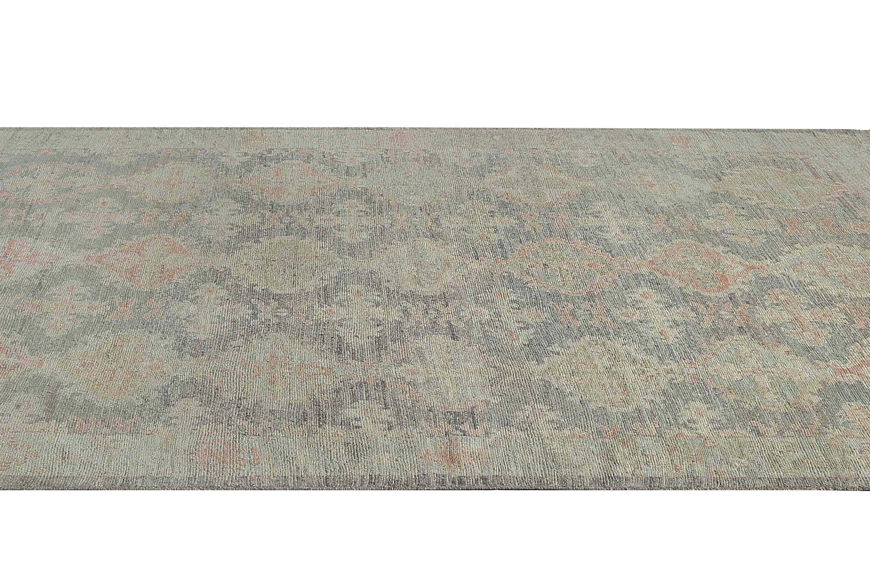 Alfombras de Afganistán Oushak Circa 1990 - Lana Gris Azul Claro Design - 95470 en venta 5