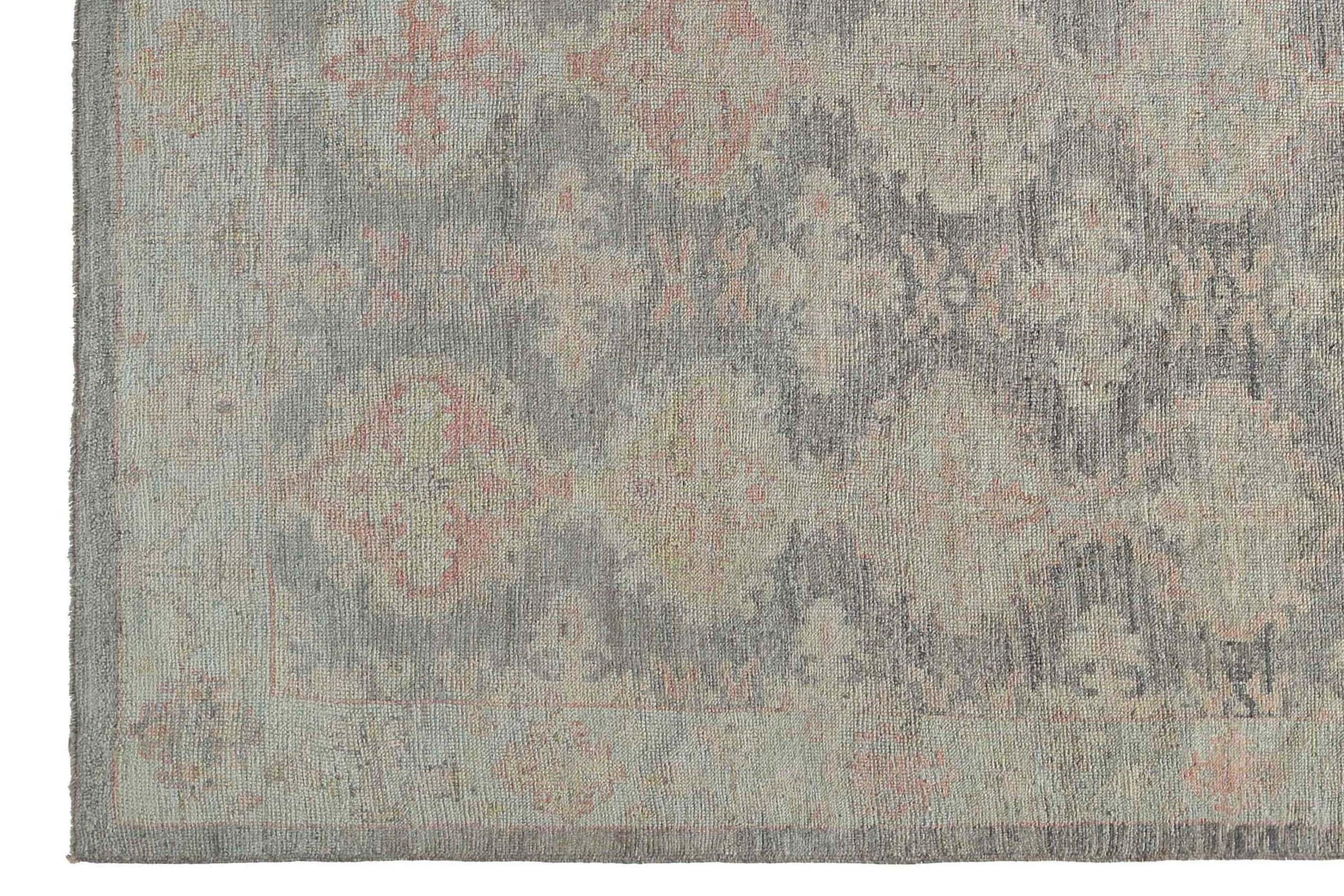 Alfombras de Afganistán Oushak Circa 1990 - Lana Gris Azul Claro Design - 95470 en venta 6