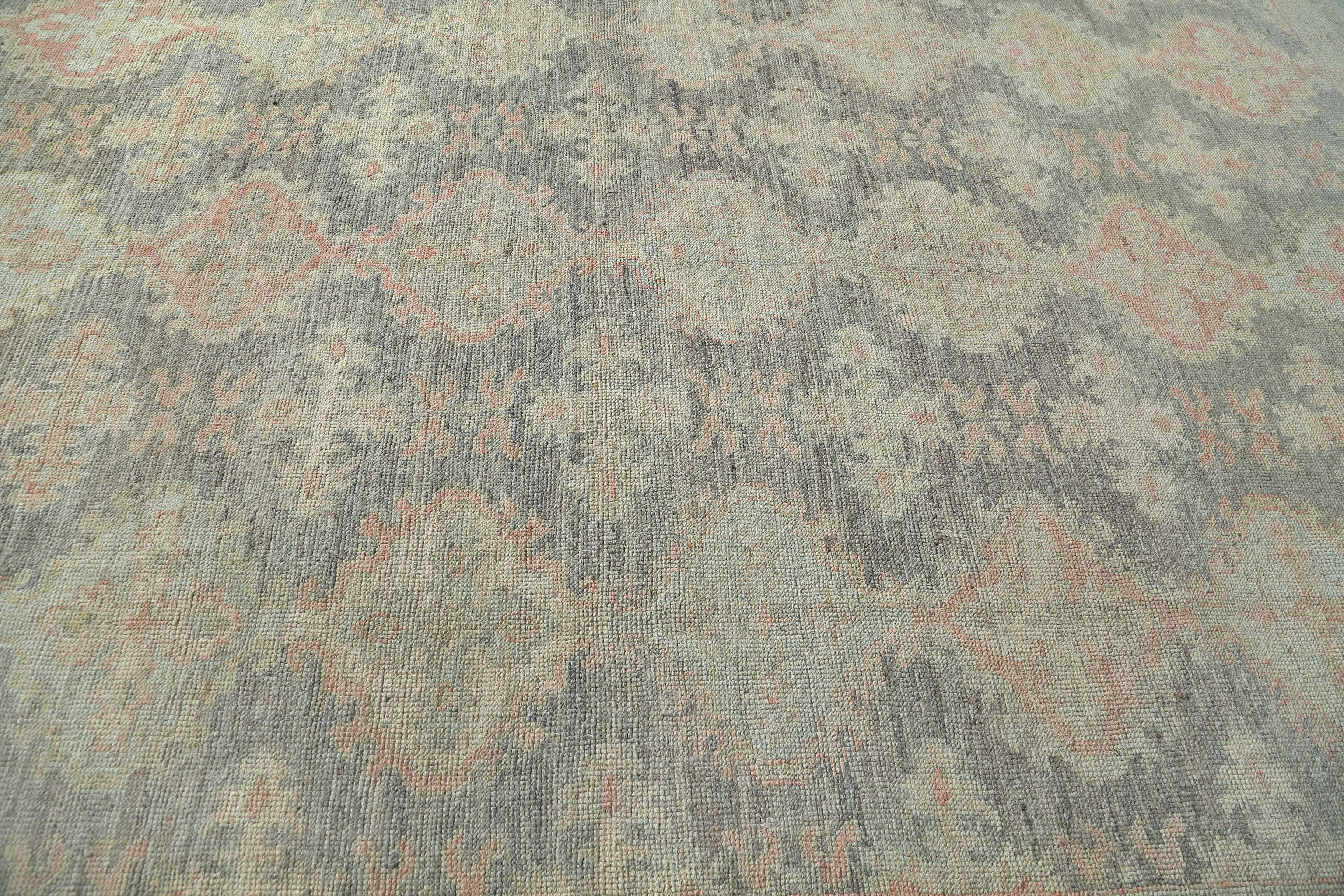 Alfombras de Afganistán Oushak Circa 1990 - Lana Gris Azul Claro Design - 95470 Afgano en venta