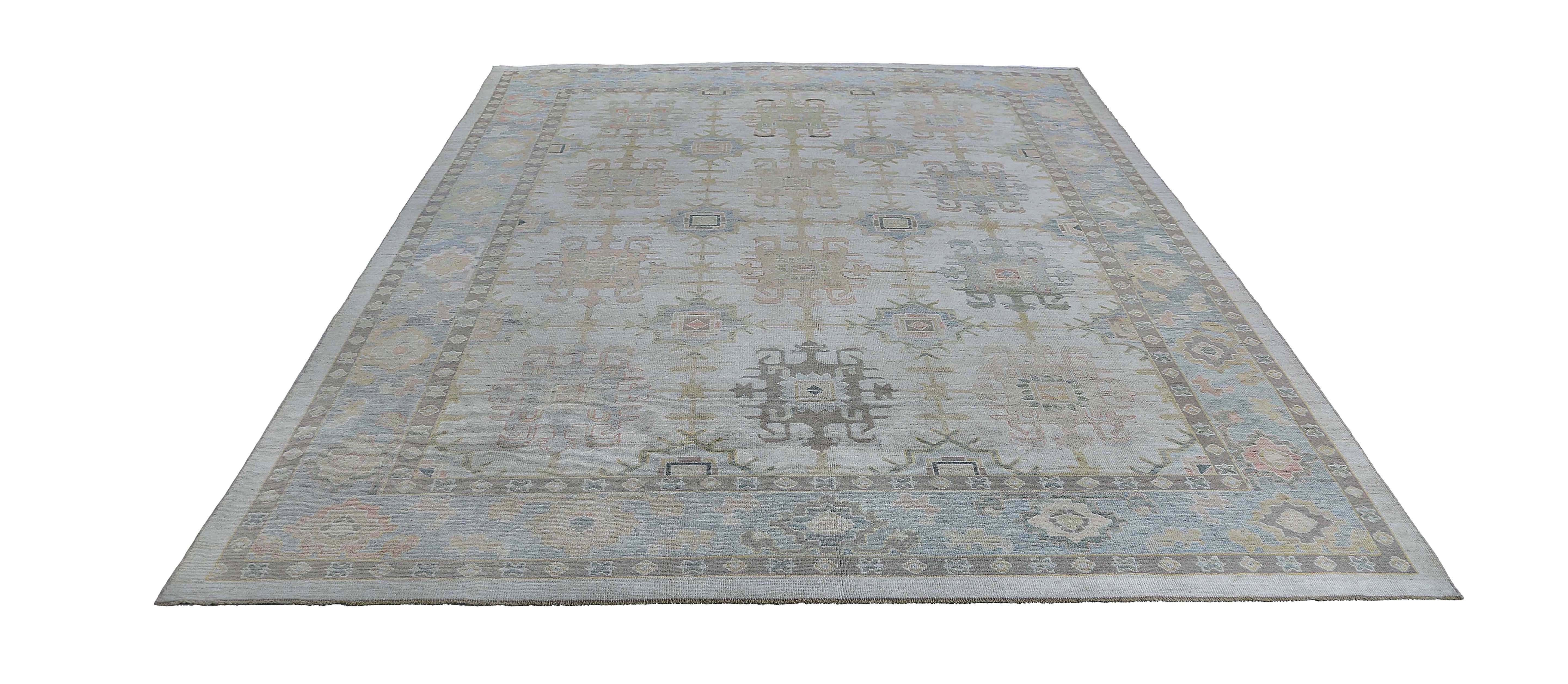 Contemporary New Oushak Rug from Turkey For Sale
