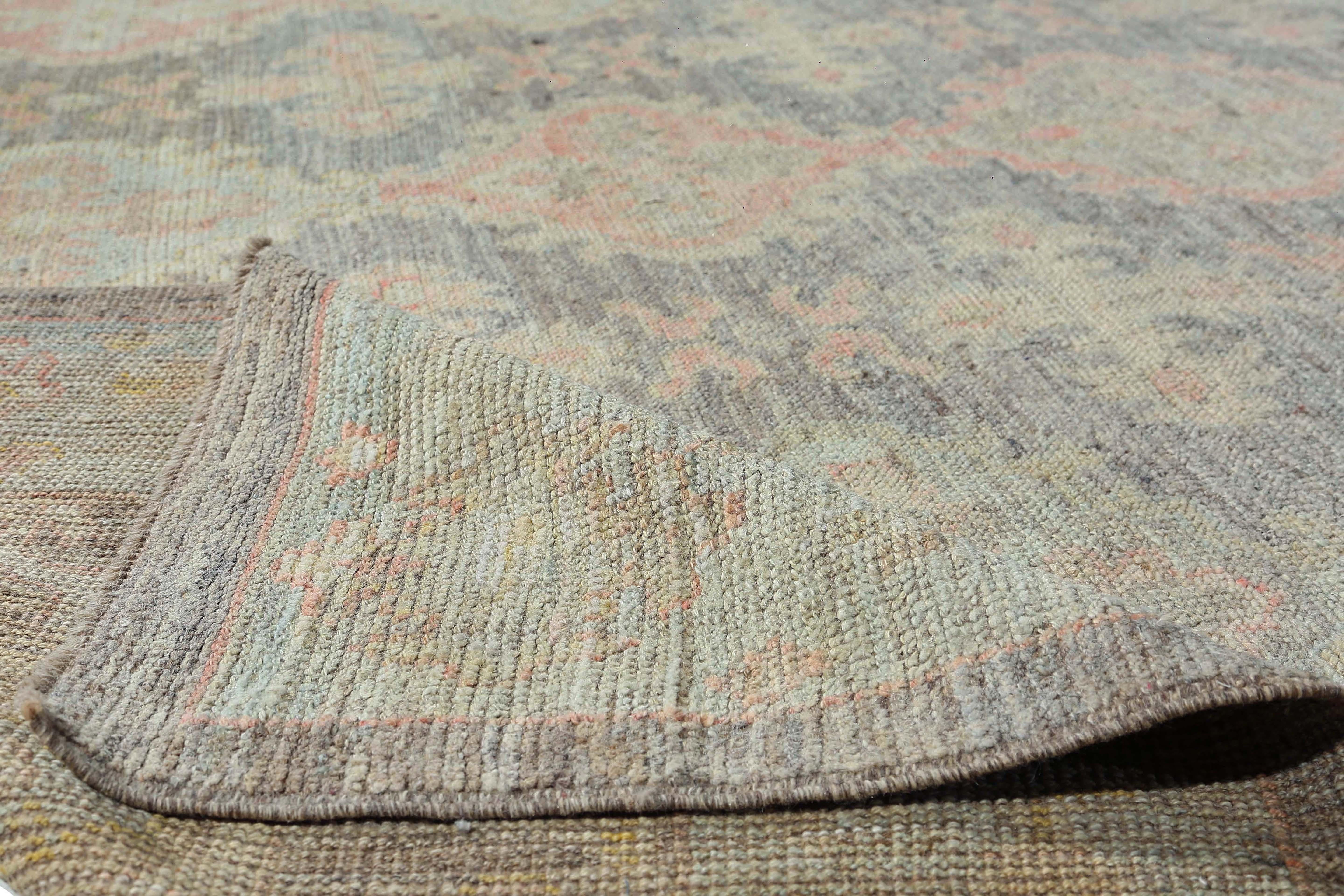 Alfombras de Afganistán Oushak Circa 1990 - Lana Gris Azul Claro Design - 95470 siglo XX en venta