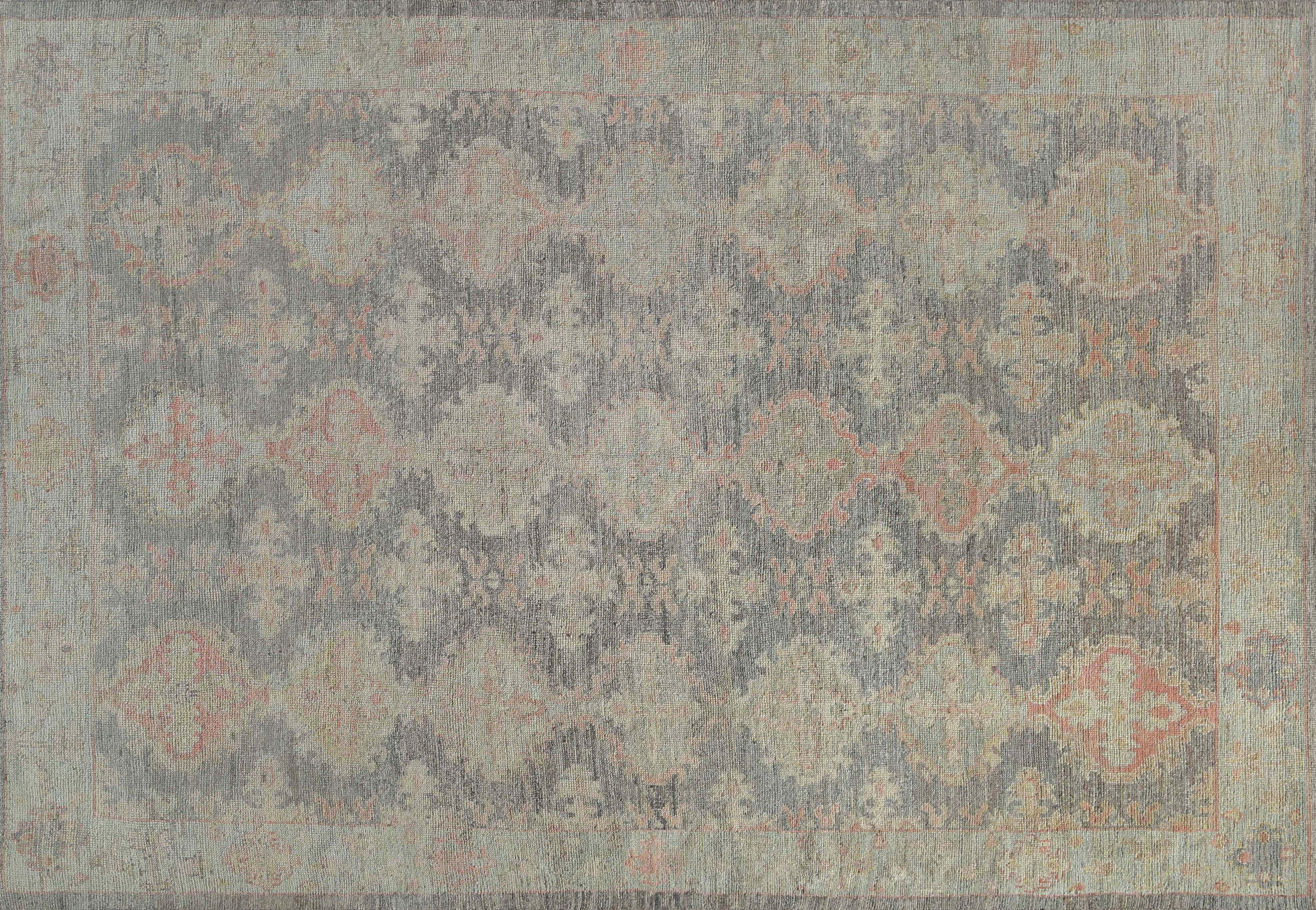 Alfombras de Afganistán Oushak Circa 1990 - Lana Gris Azul Claro Design - 95470 en venta 2
