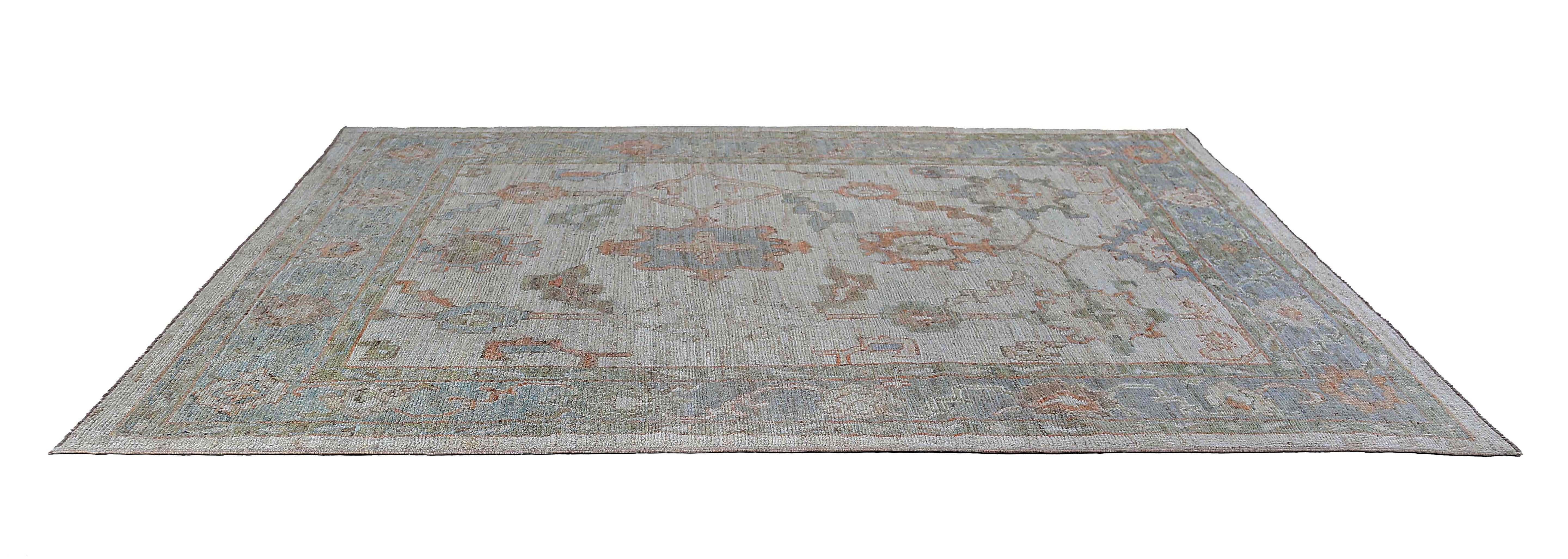 Afghanistan Oushak-Teppiche Circa 1990 - Wolle Elfenbein Design - 95488 (Afghanisch) im Angebot