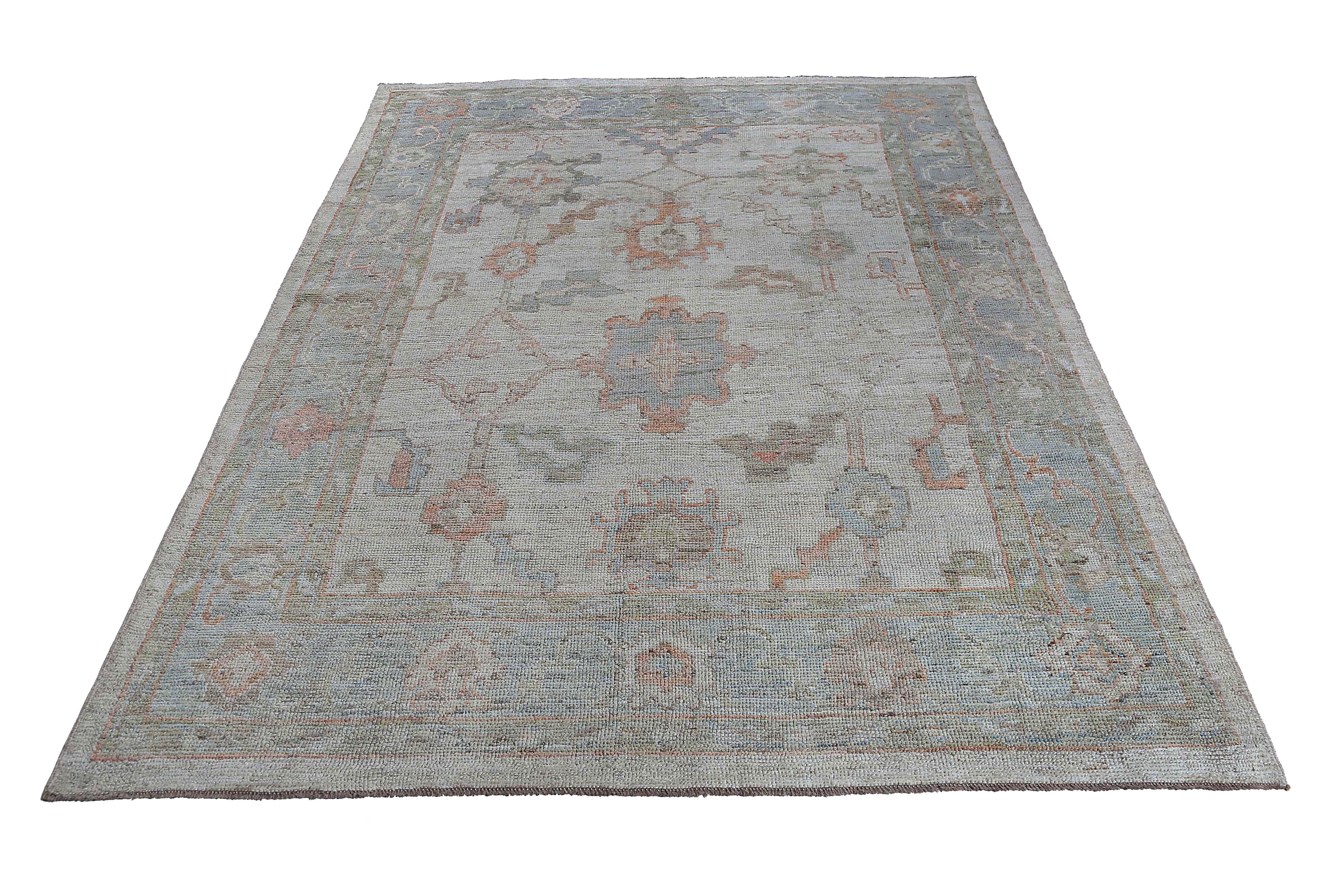 Afghanistan Oushak-Teppiche Circa 1990 - Wolle Elfenbein Design - 95488 im Zustand „Hervorragend“ im Angebot in Dallas, TX