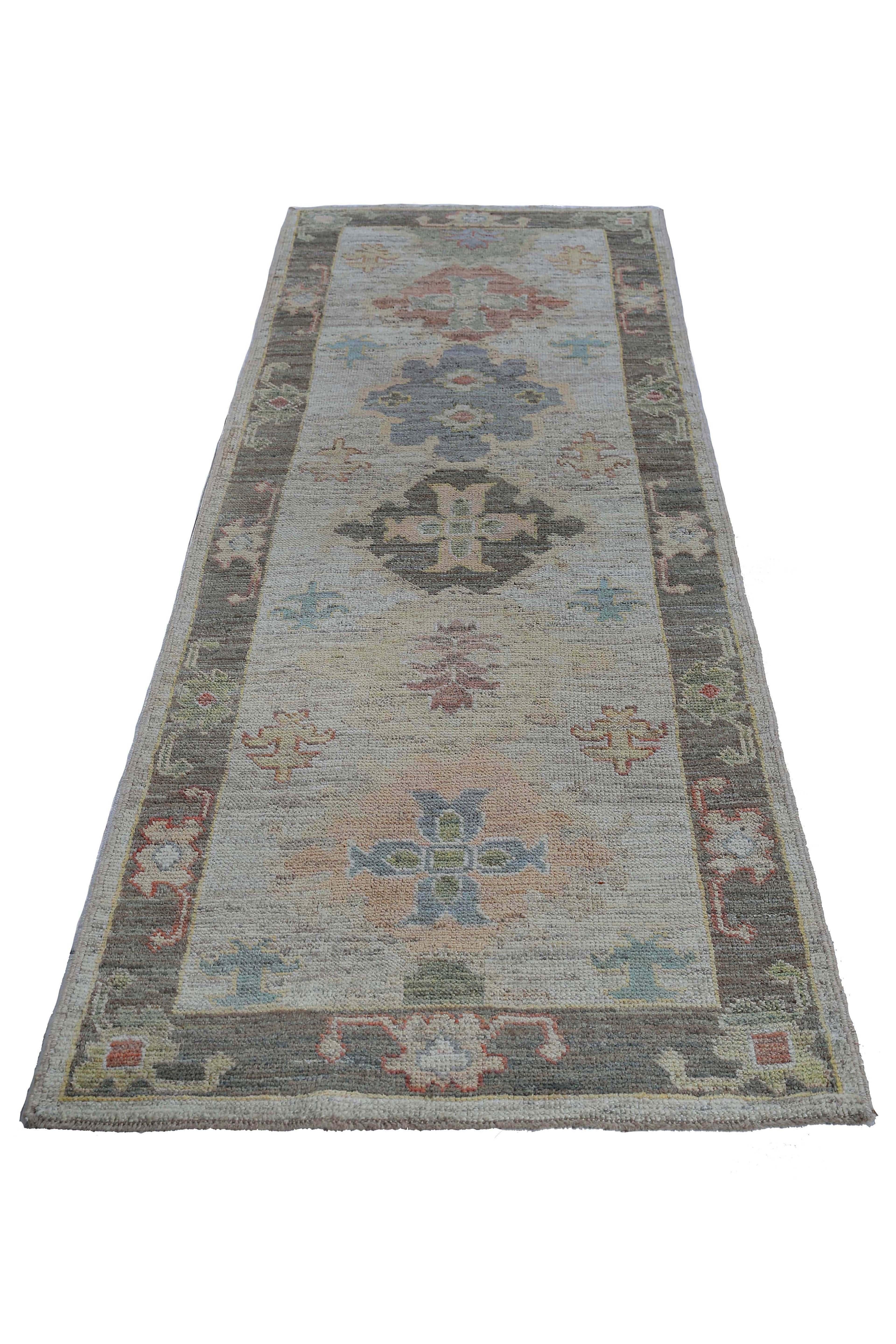 New Oushak Runner with Colorful Tones In New Condition For Sale In Dallas, TX