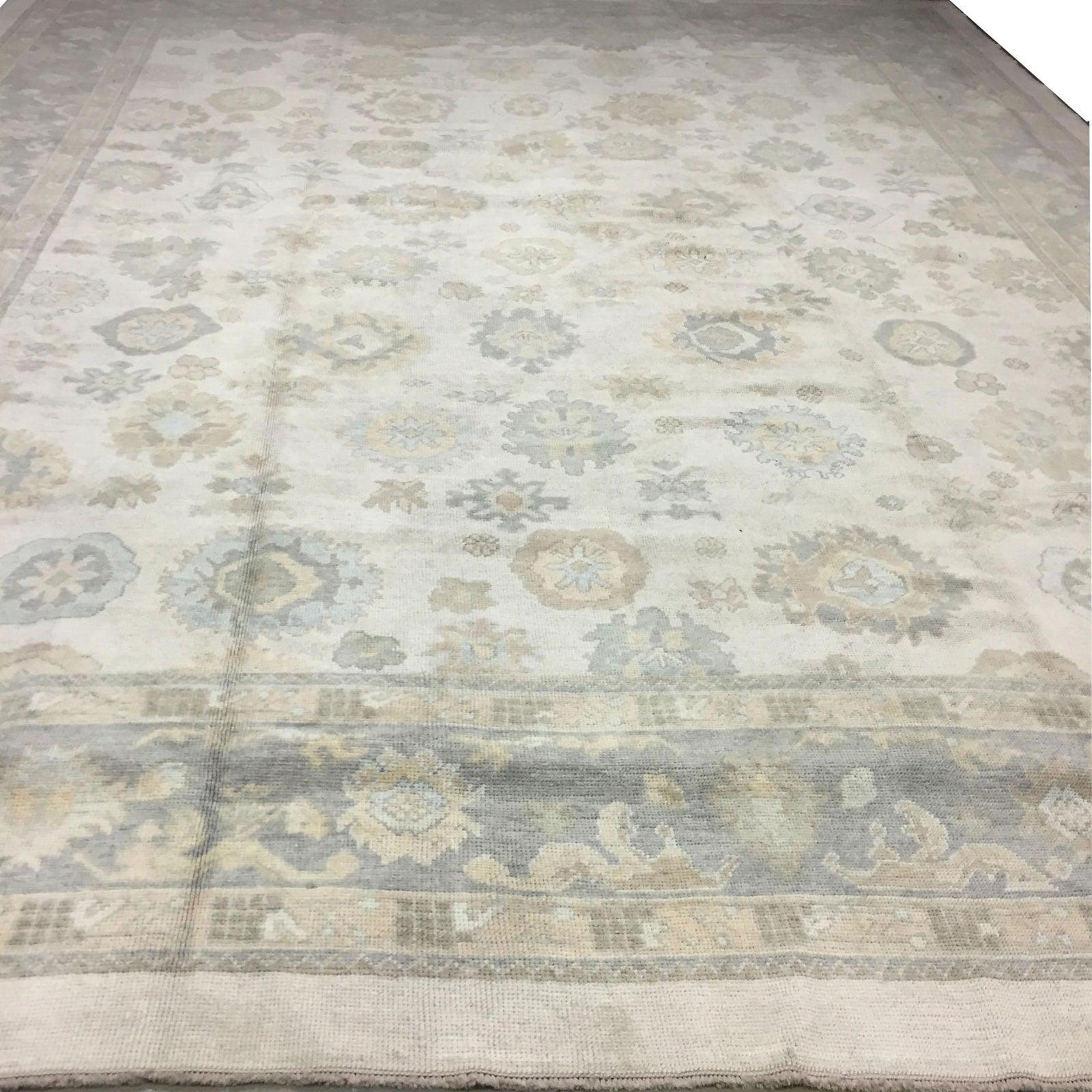 Reproduction Oushak Wool Rug 13' x 17' For Sale 4