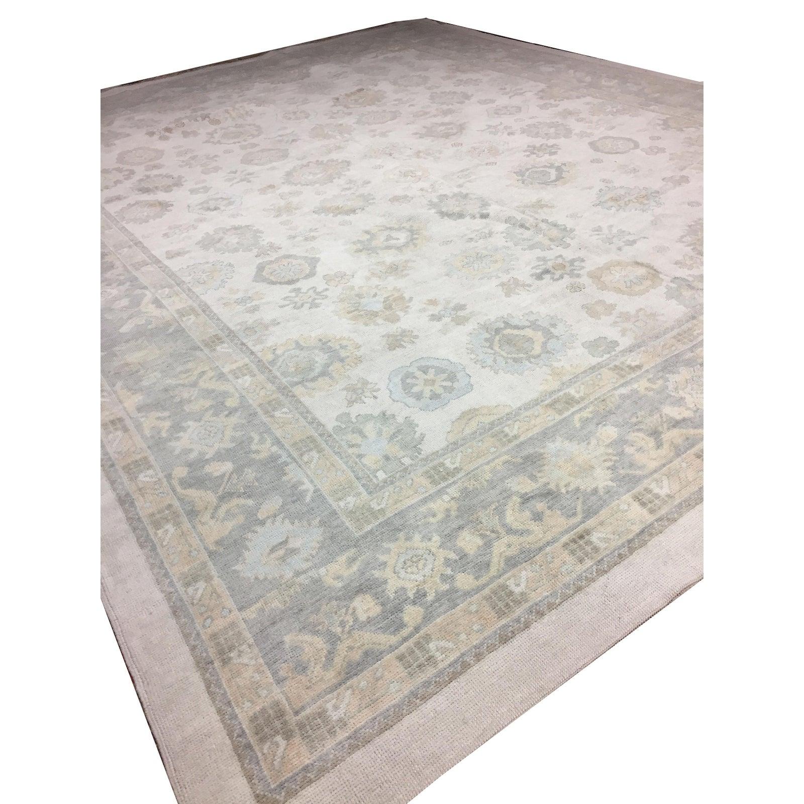 Reproduction Oushak Wool Rug 13' x 17' For Sale 3