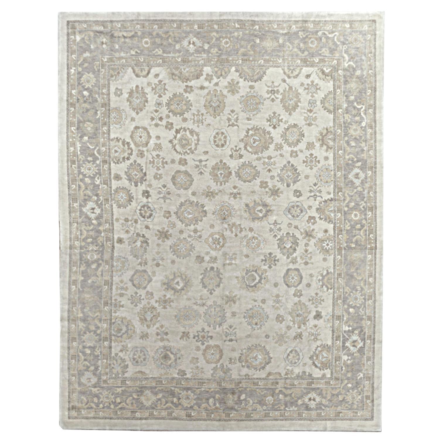 Reproduction Oushak Wool Rug 13' x 17' For Sale