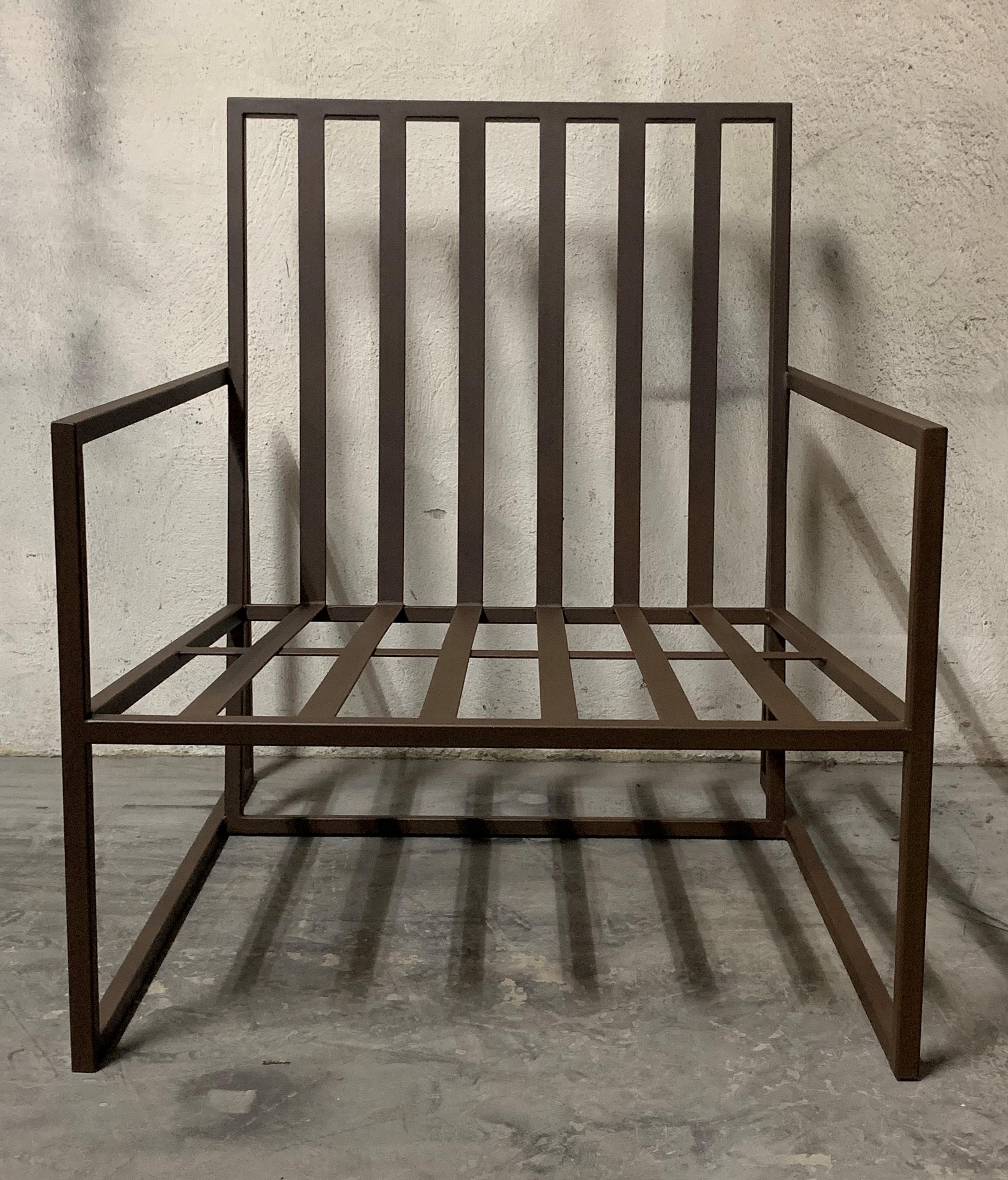 Mid-Century Modern New Outdoor Armchair in Wrought Iron For Sale