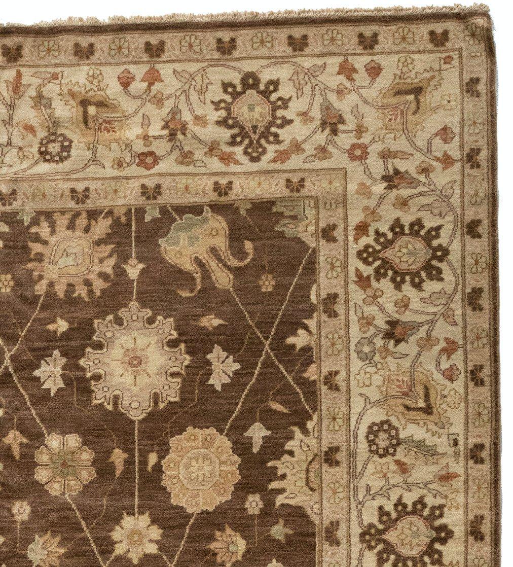 Annodato a mano New Oversize Large Brown Ivory Egyptian Rug Rug Persian Sultanabad Rugs Area Design in vendita