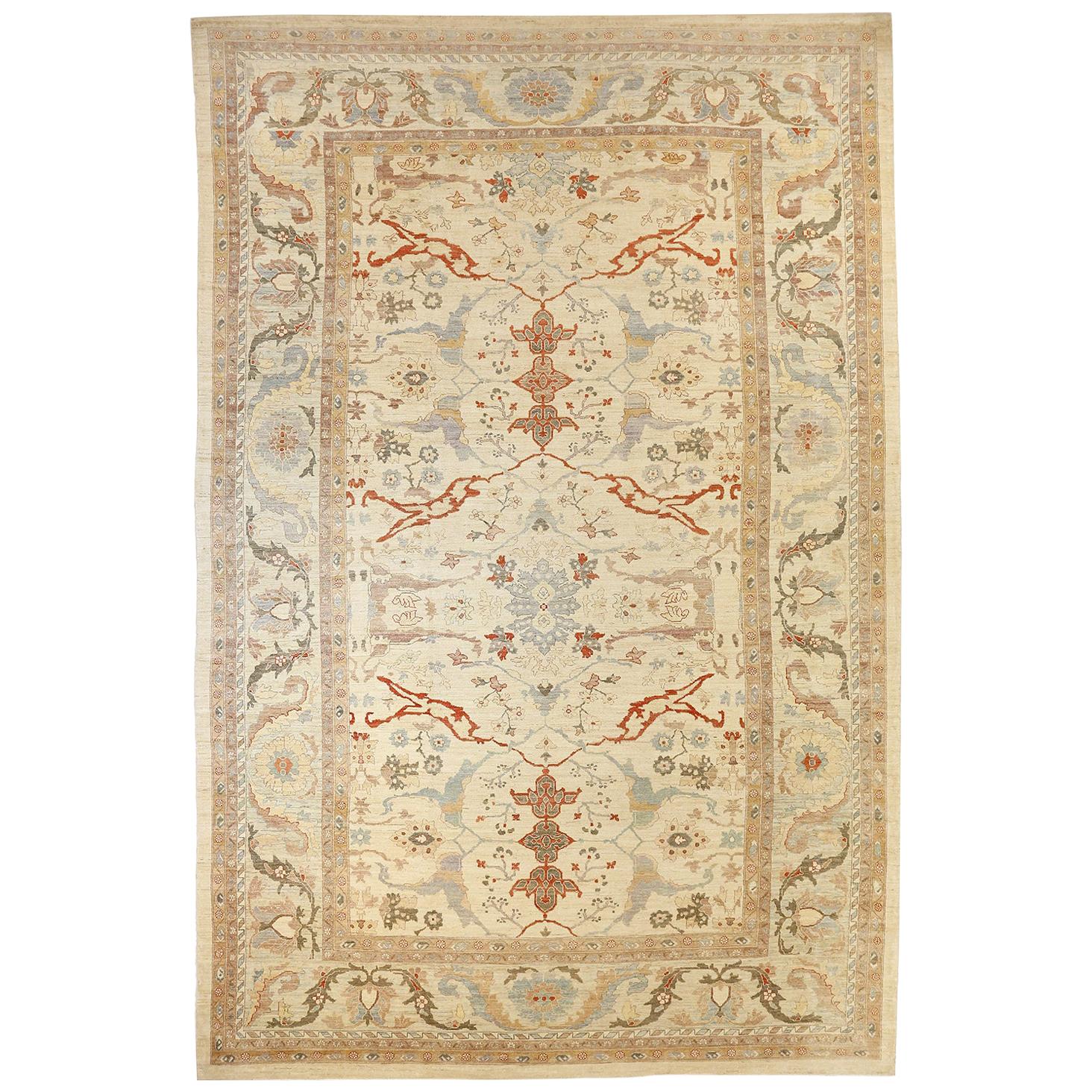 New Oversize Persian Sultanabad Rug with Red & Blue Floral Motifs