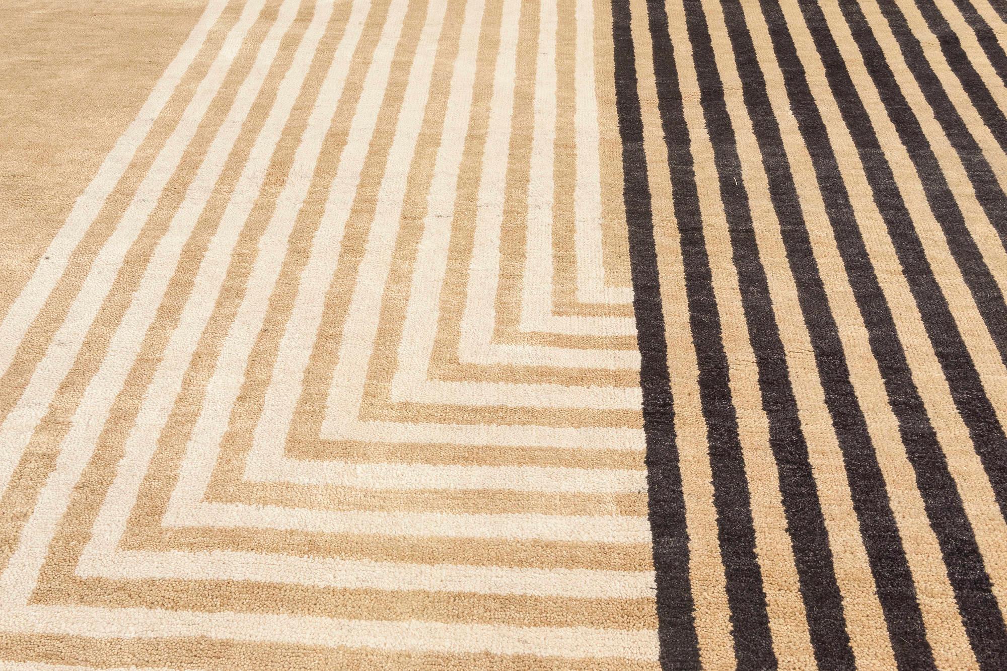 Hand-Knotted New Oversized Marion Dorn Inspired Art Deco Geometric Wool Rug