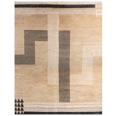 New Oversized Marion Dorn Inspired Art Deco Geometric Wool Rug