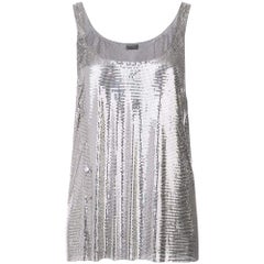 New Paco Rabanne Silver Asymmetric Metal Mesh Top FR36 US2