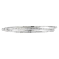 New Pair 14k White Gold 1.58ctw Fiery Diamond Flexible Stack Bangle Bracelet Set
