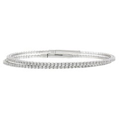 Nuevo Par Oro Blanco 14k 1.58ctw Diamante Fiery Flexible Stack Pulsera Set