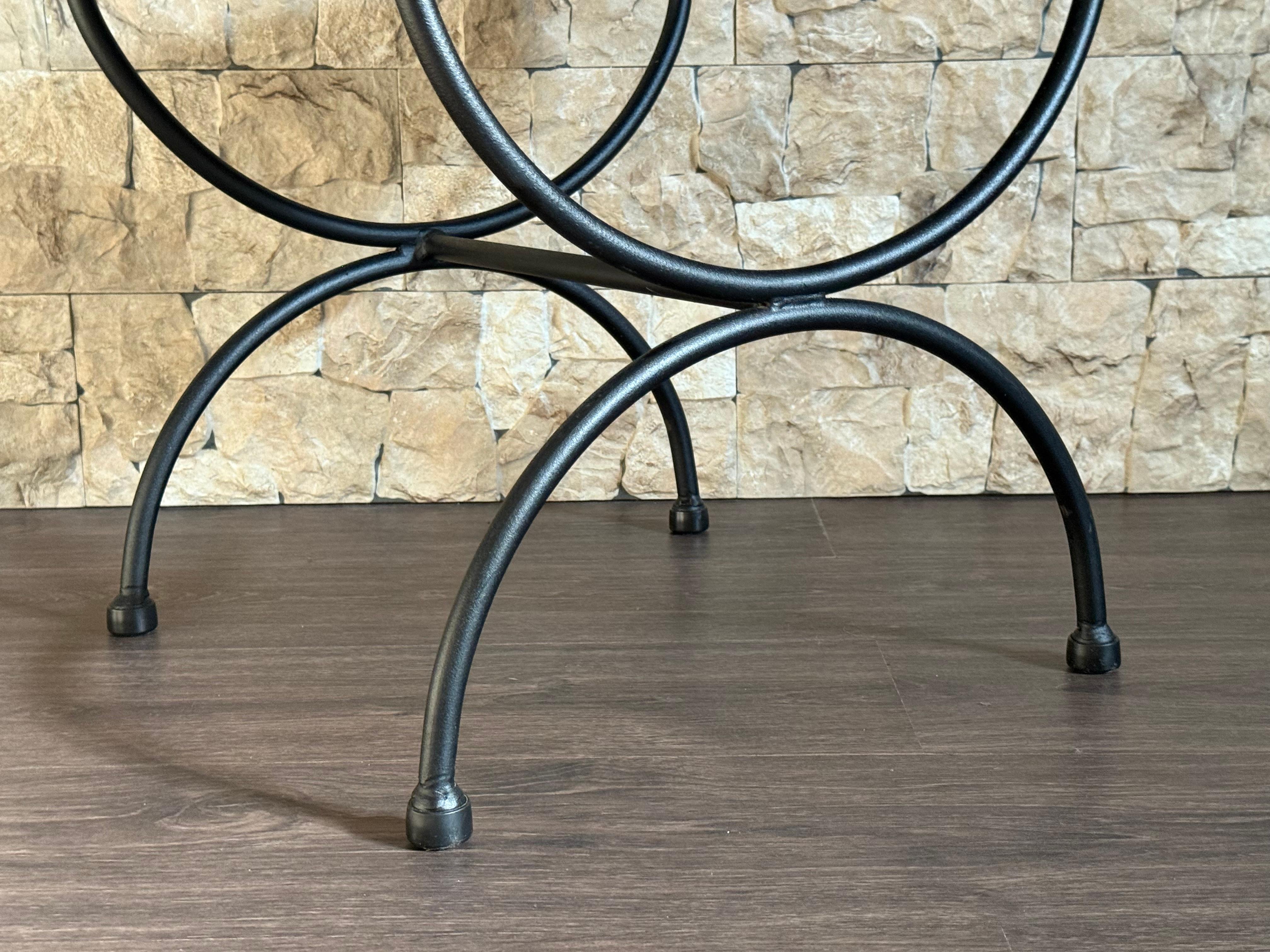 New Pair of Chairs in Wrought Iron with Silinog Fabric by Etro in Back and Seat For Sale 8