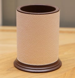 Pair of Desk Accessories Faux Shagreen Sharkor Ray Skin Pen Pot & Desk Tidy