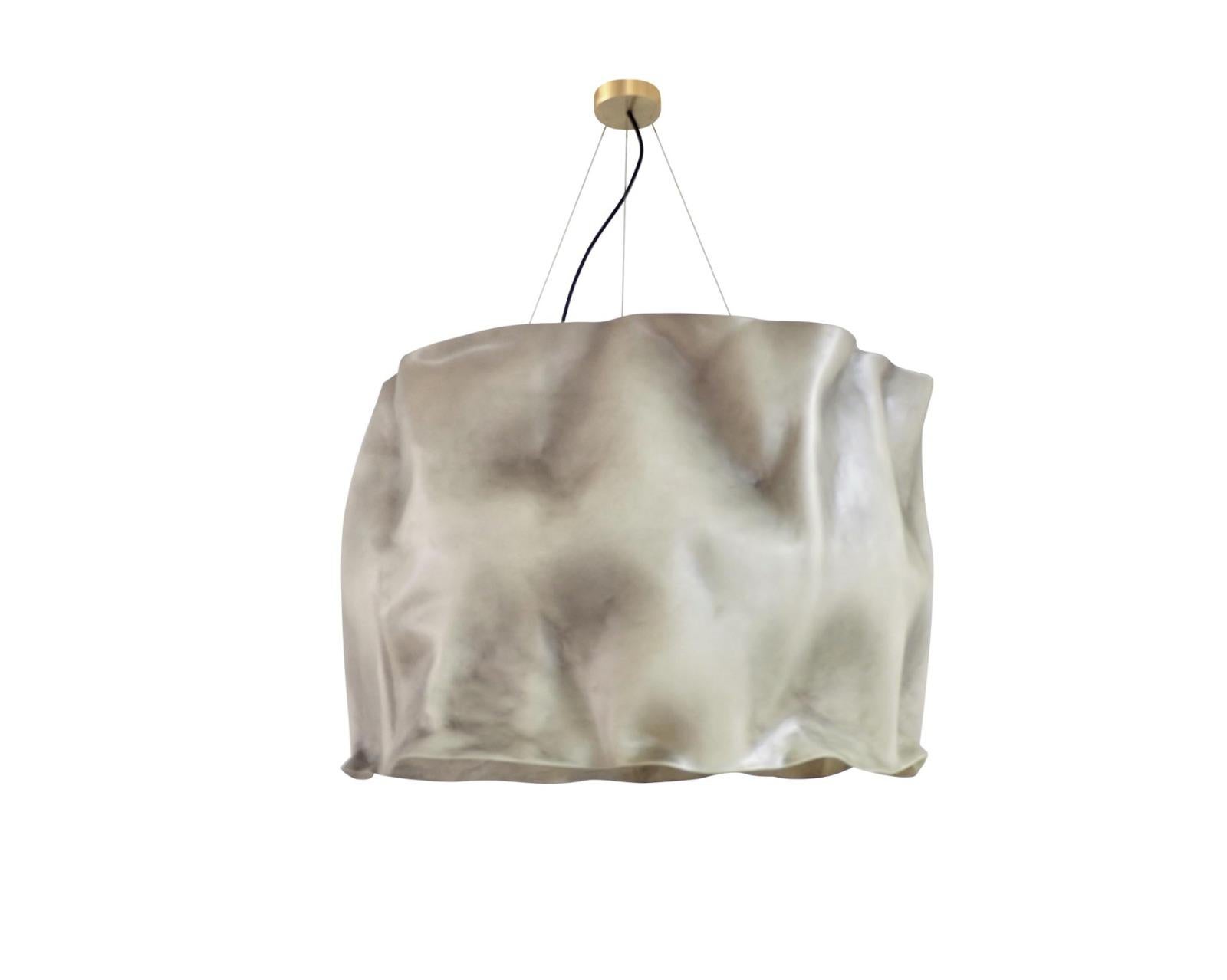 New Pair of Floor Lamp and Suspension Lamp in Resin Finished in Aged Natural In New Condition For Sale In Madrid, ES