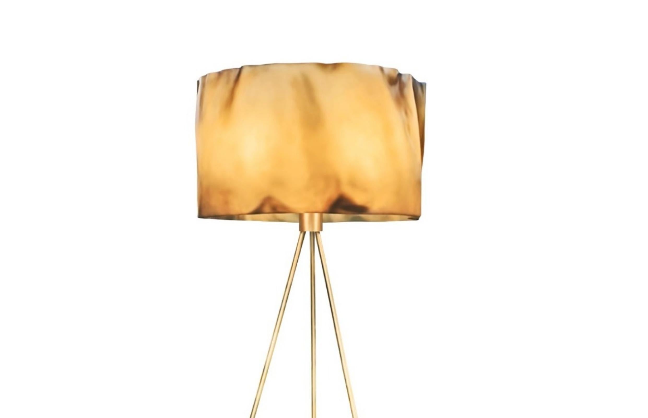 New Pair of Floor Lamp and Suspension Lamp in Resin Finished in Aged Natural For Sale 2