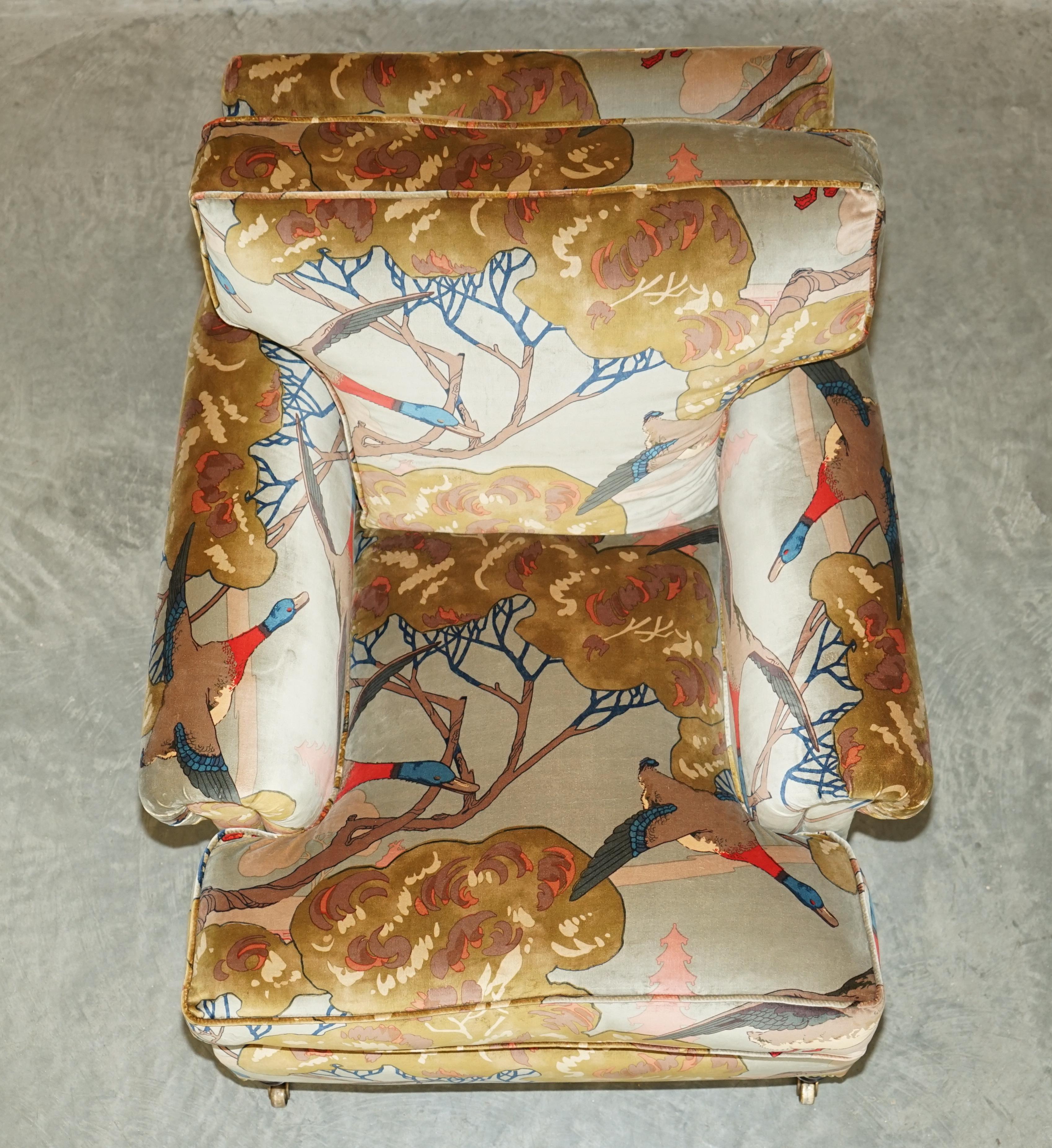 New Pair of George Smith Flying Ducks Armchairs & Ottoman Footstool For Sale 5