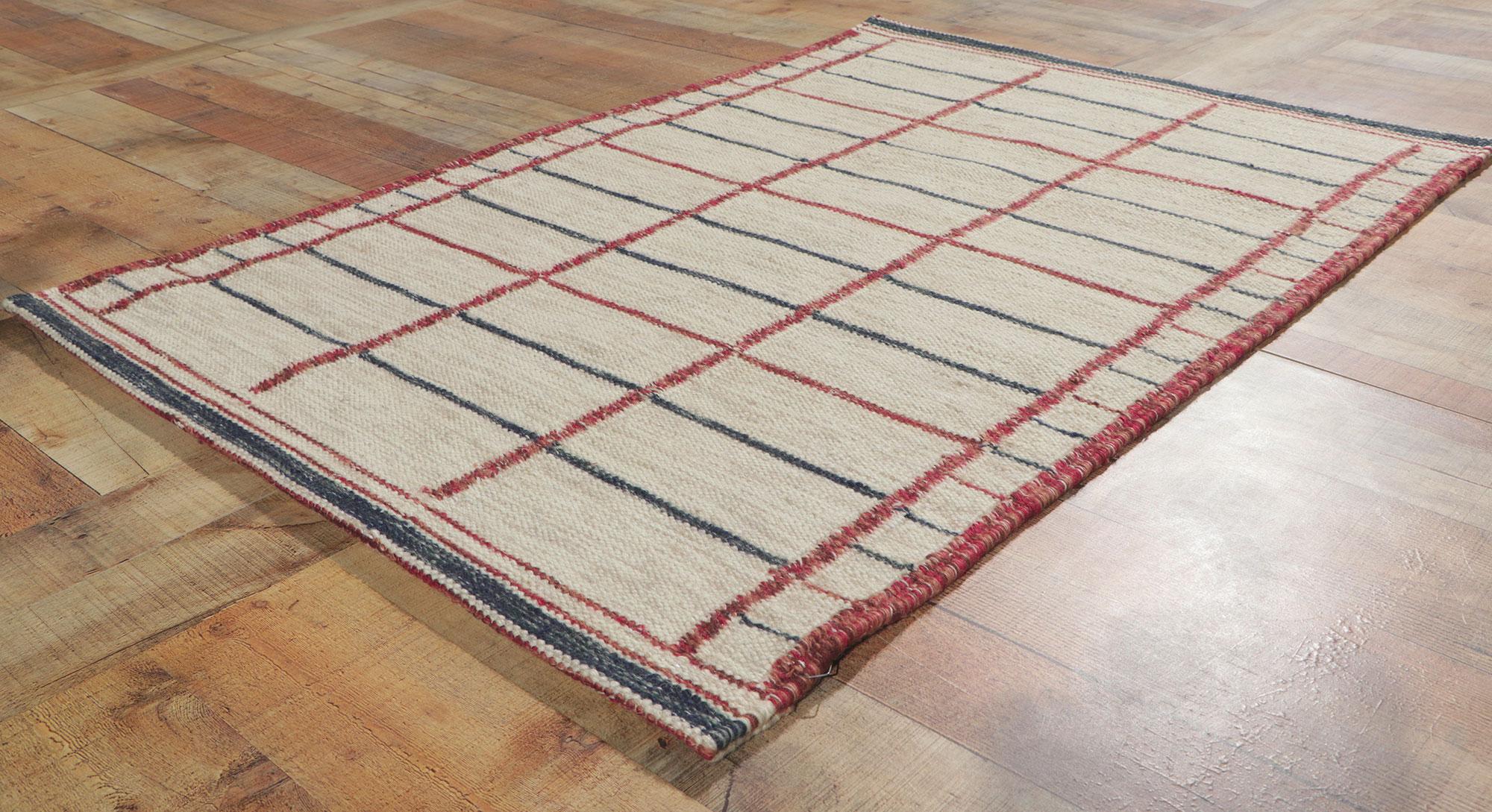 Pair of Matching Swedish Inspired Kilim Rugs with Scandinavian Modern Style For Sale 3