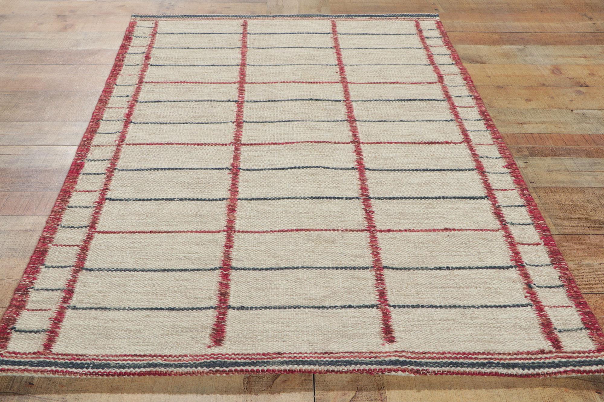 Pair of Matching Swedish Inspired Kilim Rugs with Scandinavian Modern Style For Sale 6