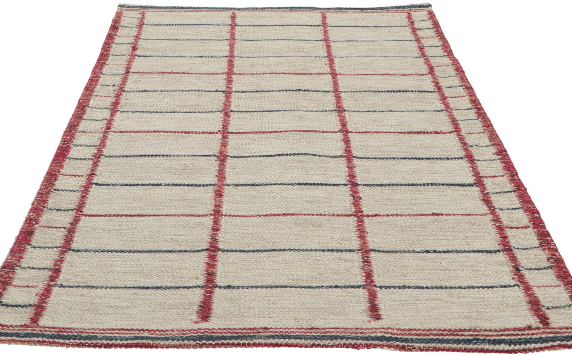 Pair of Matching Swedish Inspired Kilim Rugs with Scandinavian Modern Style In New Condition For Sale In Dallas, TX