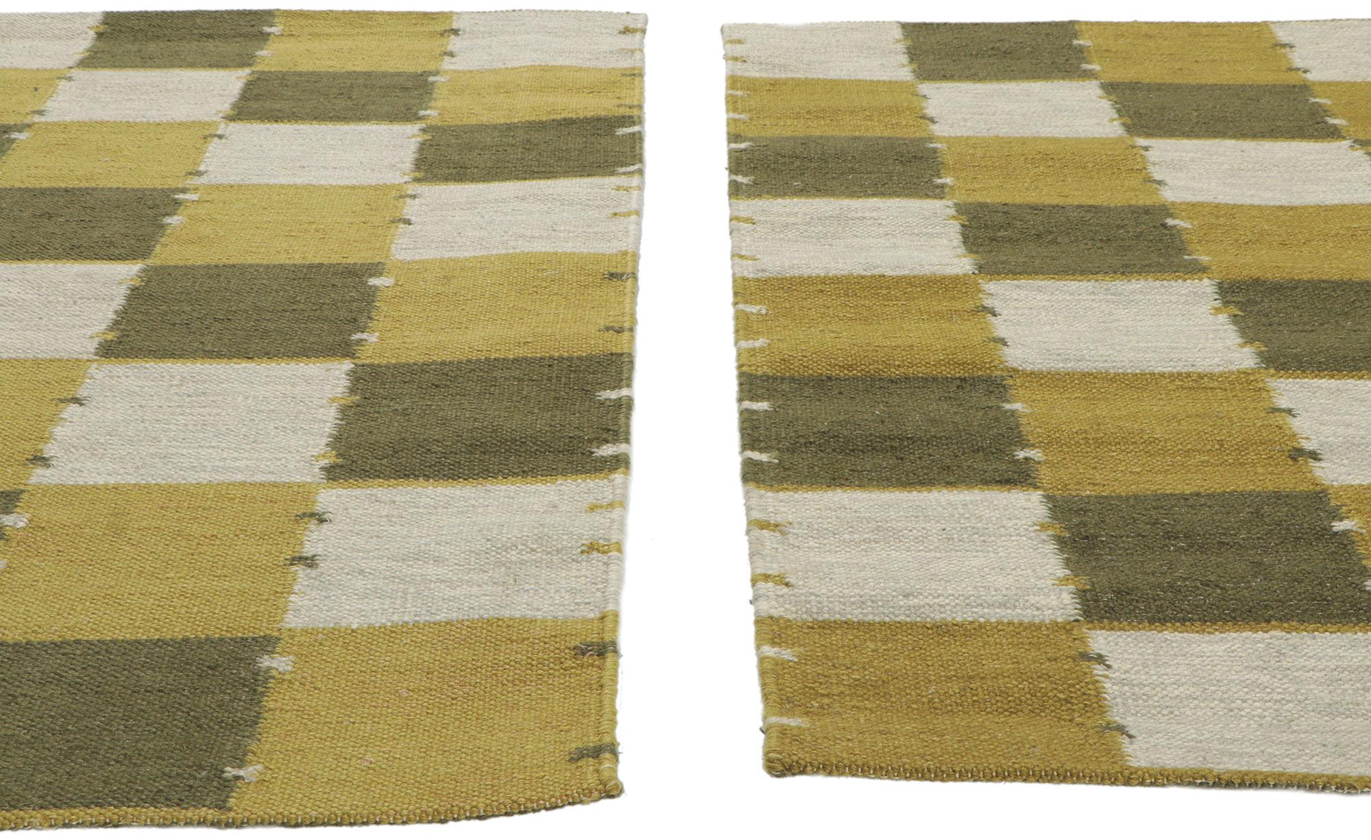 New Pair of Matching Swedish Inspired Kilim Rugs In New Condition For Sale In Dallas, TX