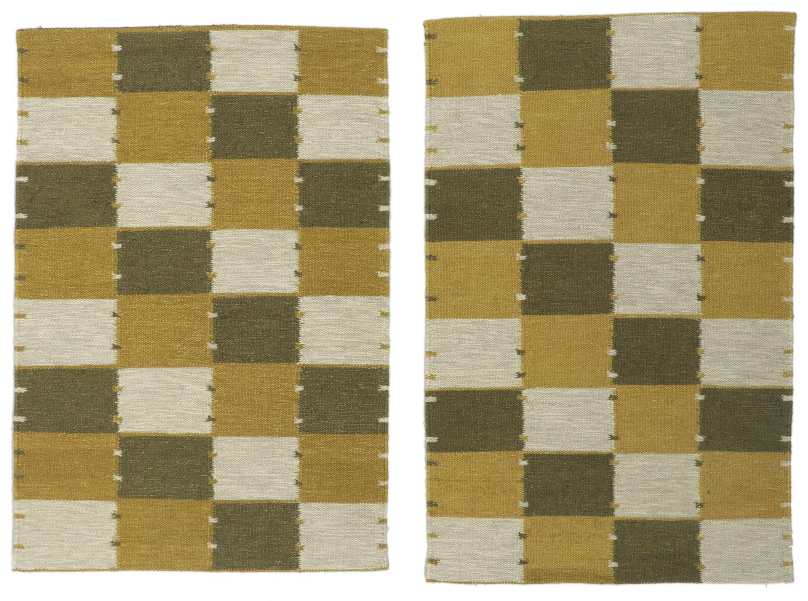 New Pair of Matching Swedish Inspired Kilim Rugs For Sale 1