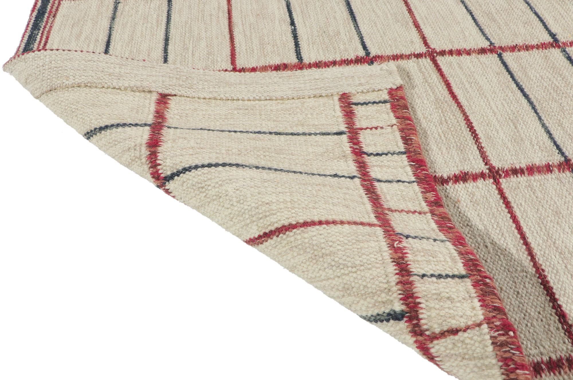Pair of Matching Swedish Inspired Kilim Rugs with Scandinavian Modern Style For Sale 2