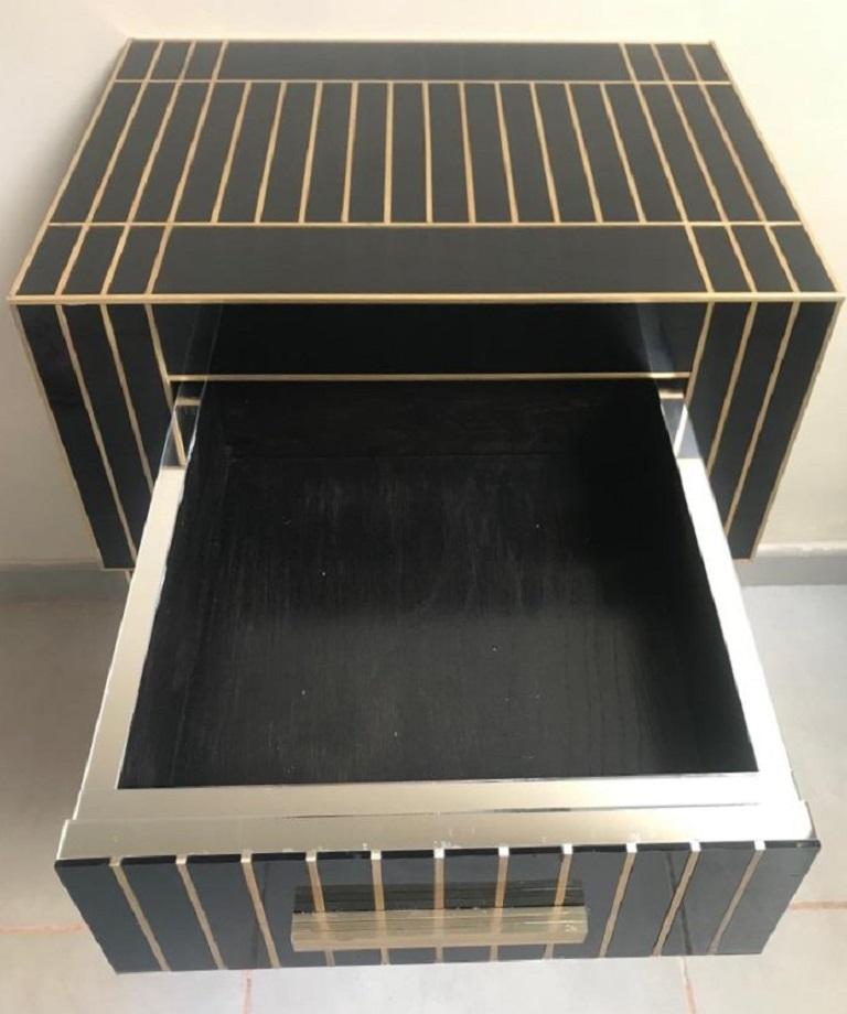 New Mirrored Nightstand in Black Mirror and Chrome. Price per 1 item 2