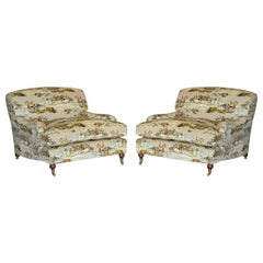 Nuevo Par de Sillones de Amor Howard Custom Mulberry Terciopelo Morning Gallop