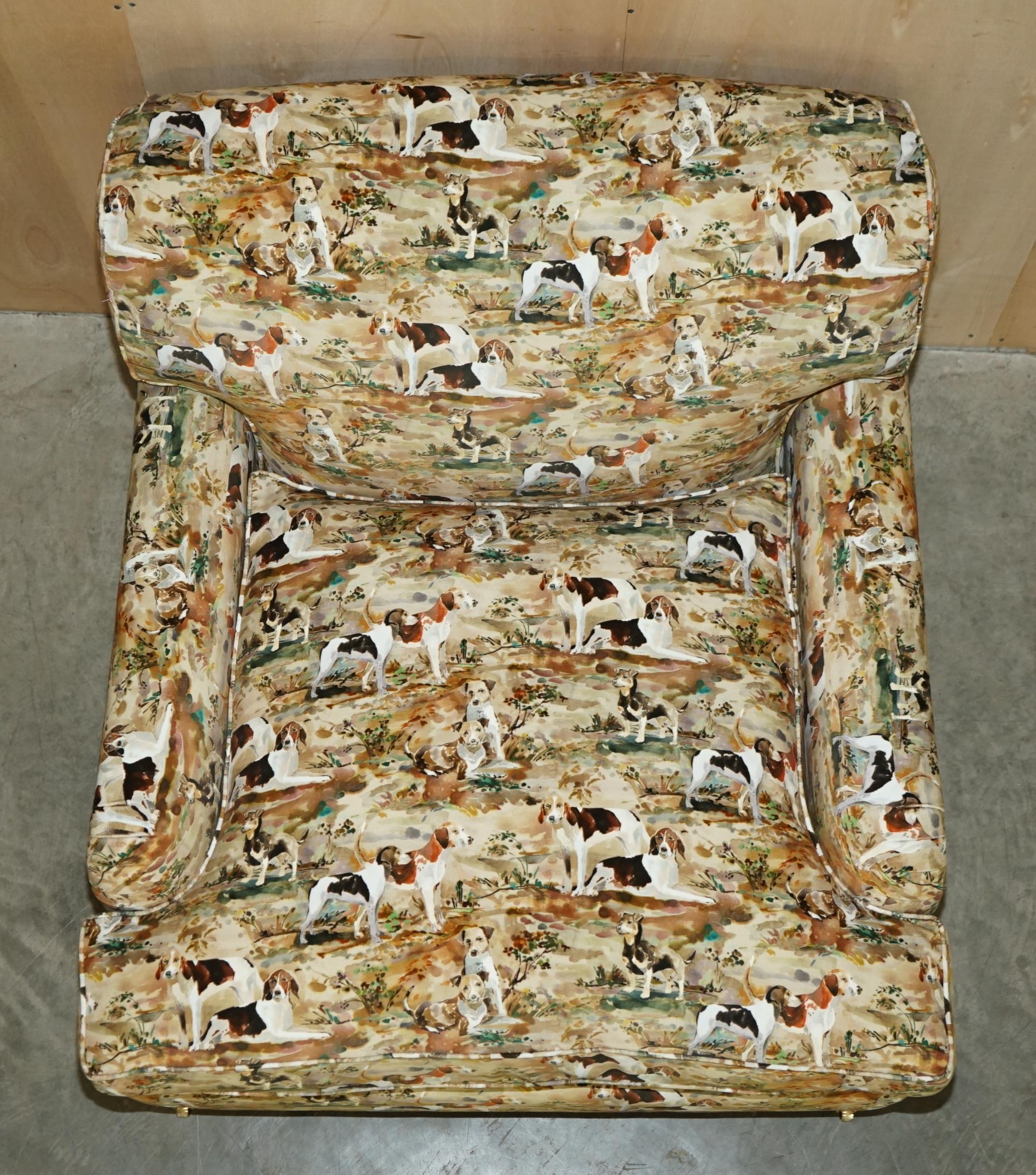 New Pair of Mulberry Custom Made Howard Love Seat Armchairs Hounds Silk Velvet For Sale 8