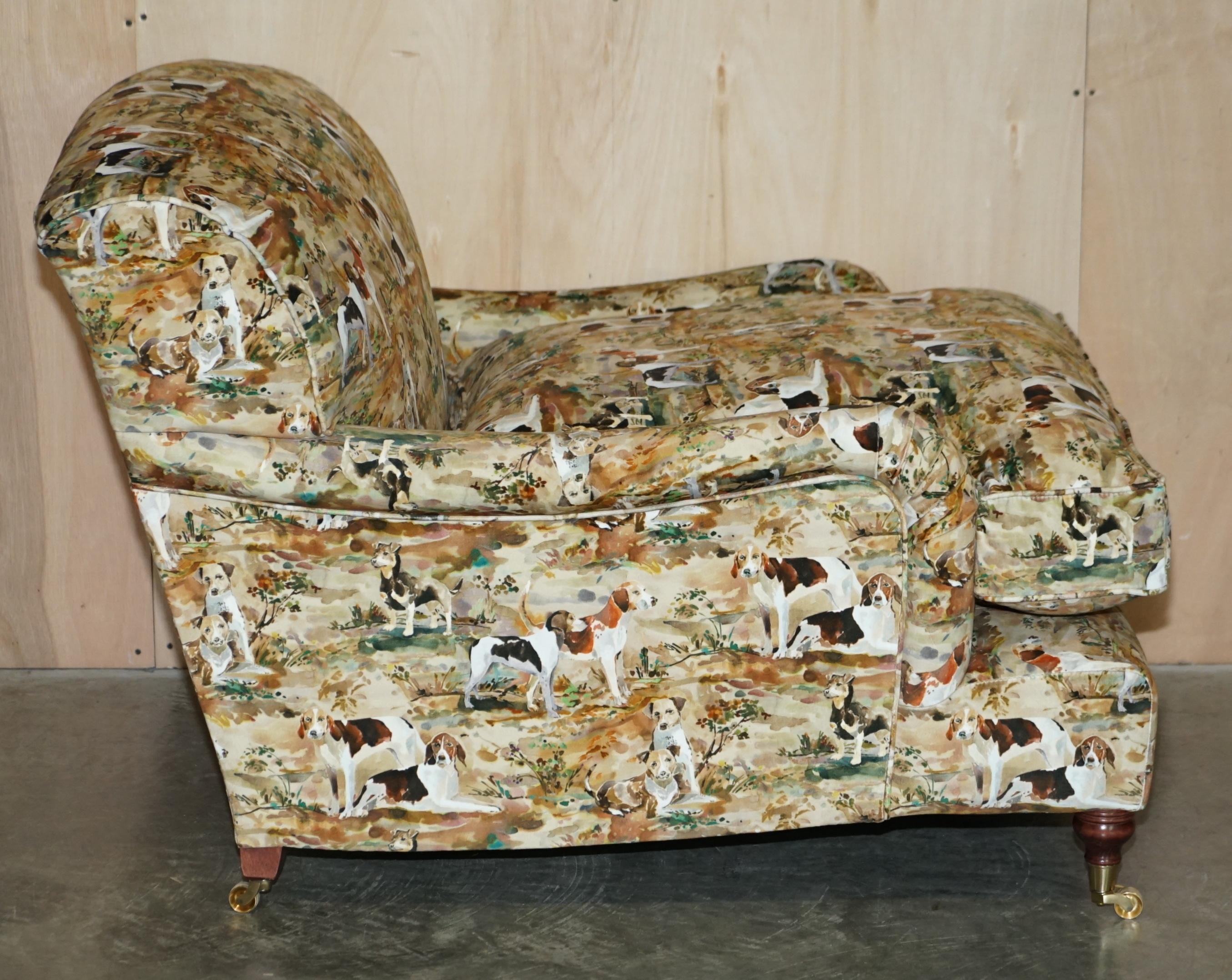 New Pair of Mulberry Custom Made Howard Love Seat Armchairs Hounds Silk Velvet For Sale 12