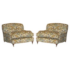 New Pair of Mulberry Custom Made Howard Love Seat Armchairs Hounds Silk Velvet