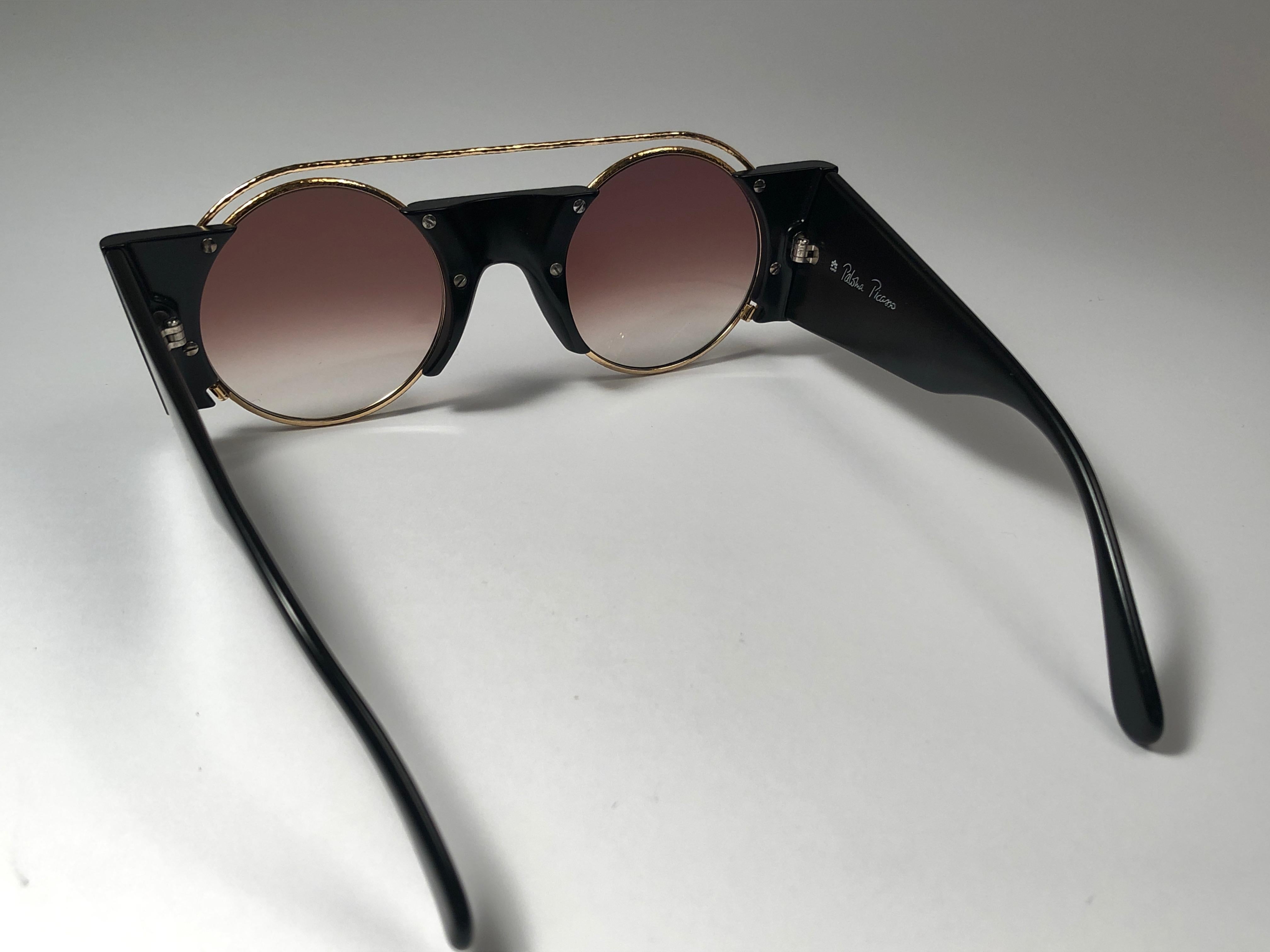 Women's New Paloma Picasso Vintage Oval Black 3729 Lady Gaga Sunglasses Germany 1980 For Sale