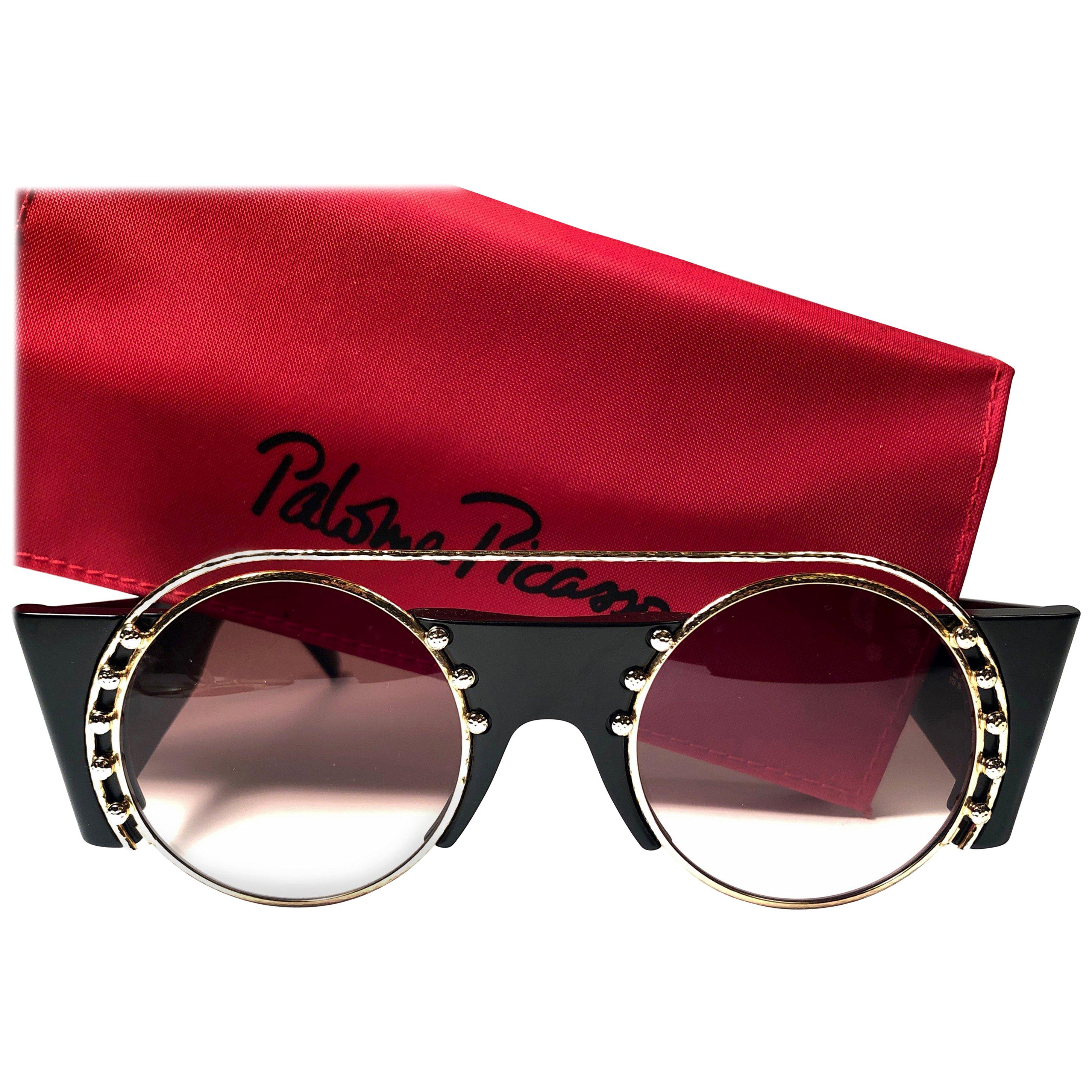 New Paloma Picasso Vintage Oval Black 3729 Lady Gaga Sunglasses Germany 1980