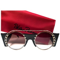 Paloma Picasso - Lunettes de soleil vintage Lady Gaga noires et ovales 3729, Allemagne, 1980, état neuf