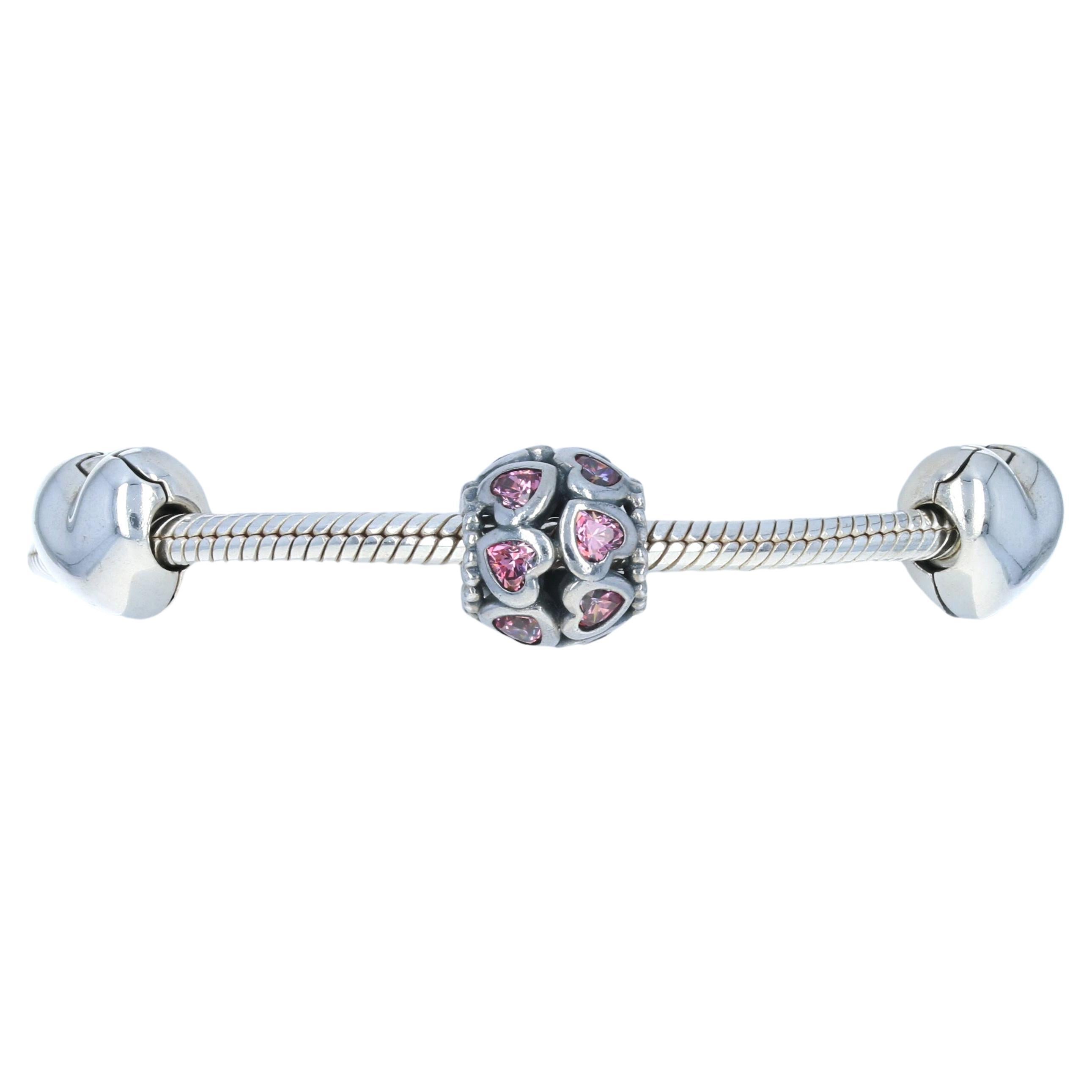 New Pandora From the Heart Ltd Charm Bracelet Gift Set USB793019 Sterling Silver For Sale